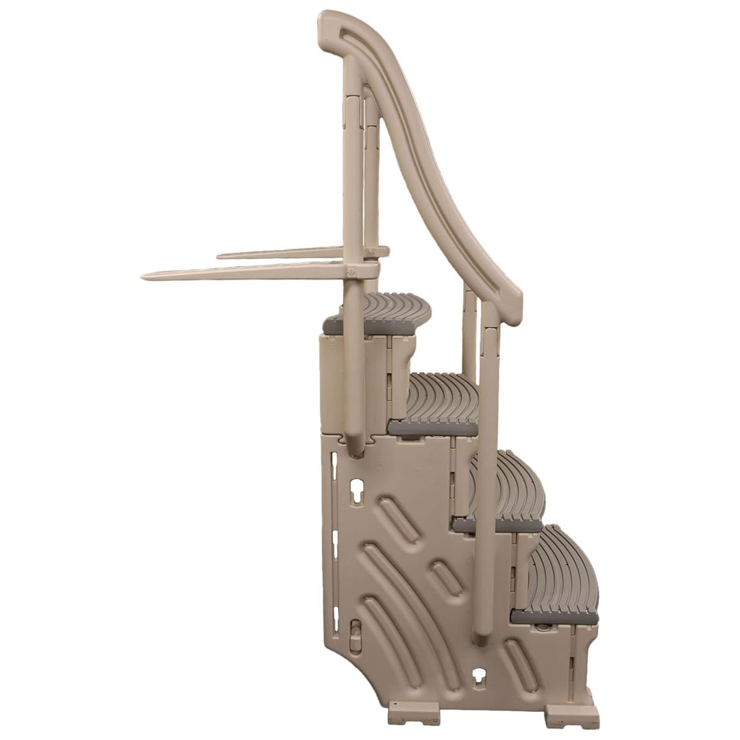 Confer Plastics CCX-AG 4 Step Above Ground Pool Ladder Stair Entry System, Grey - VMInnovations