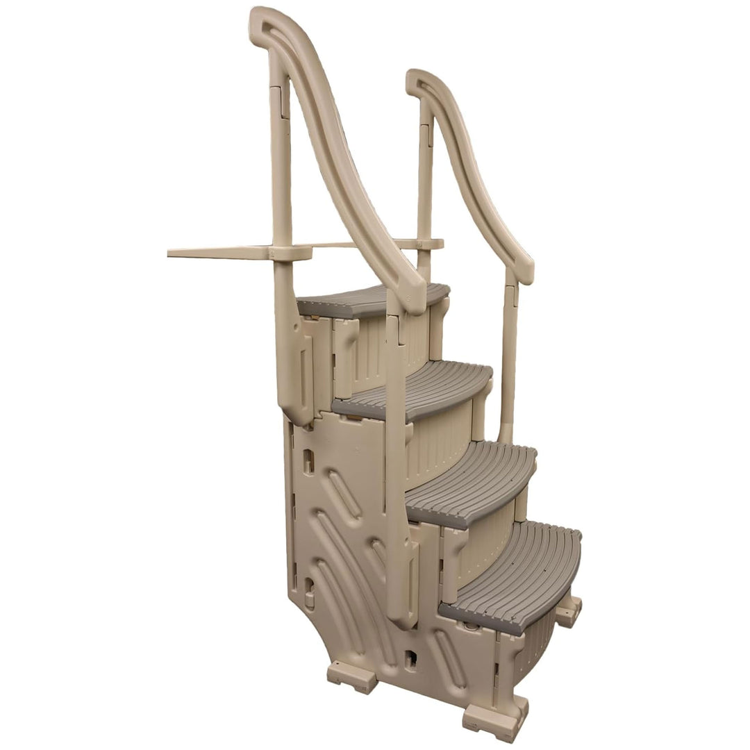 Confer Plastics CCX-AG 4 Step Above Ground Pool Ladder Stair Entry System, Grey - VMInnovations