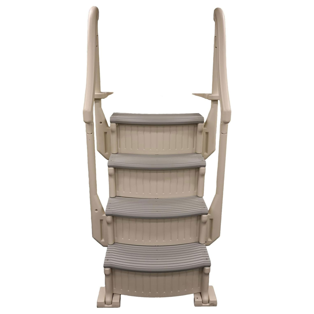 Confer Plastics CCX-AG 4 Step Above Ground Pool Ladder Stair Entry System, Grey - VMInnovations