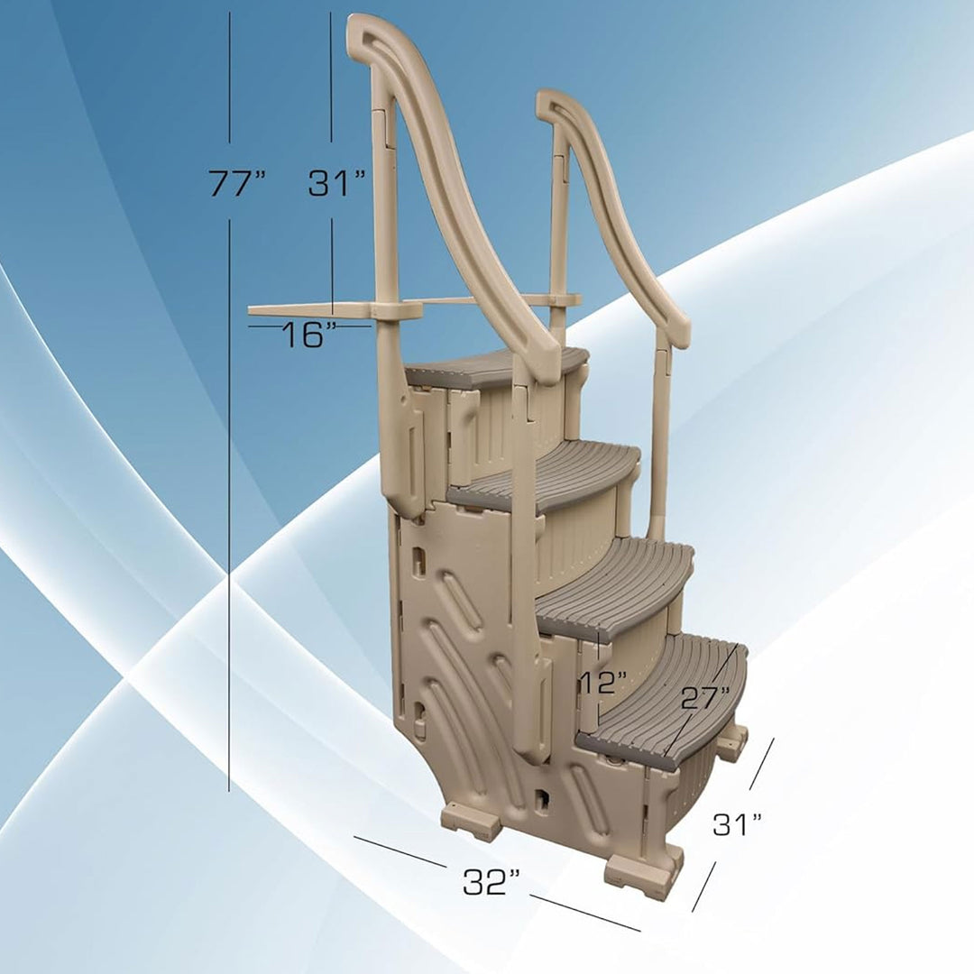 Confer Plastics CCX-AG 4 Step Above Ground Pool Ladder Stair Entry System, Grey - VMInnovations