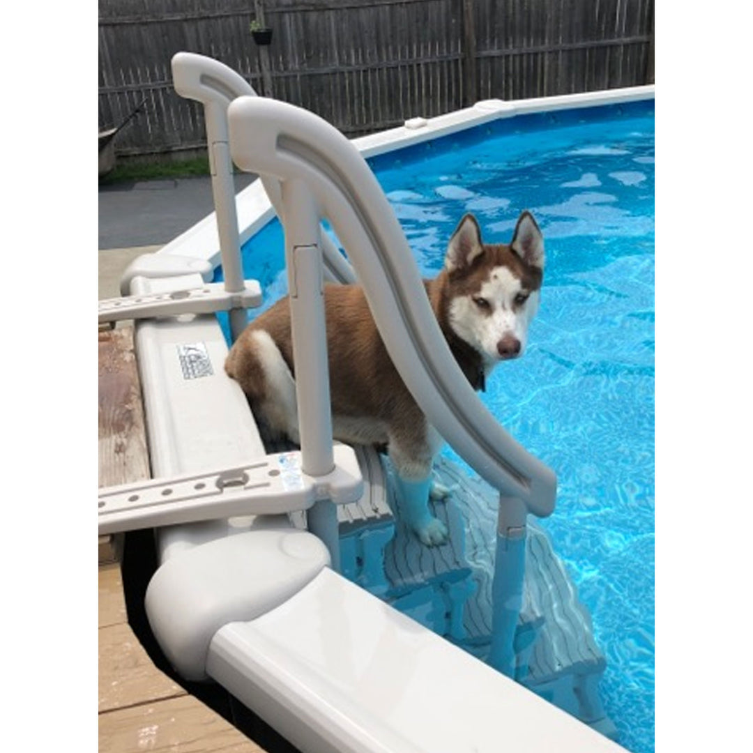 Confer Plastics CCX-AG 4 Step Above Ground Pool Ladder Stair Entry System, Grey - VMInnovations