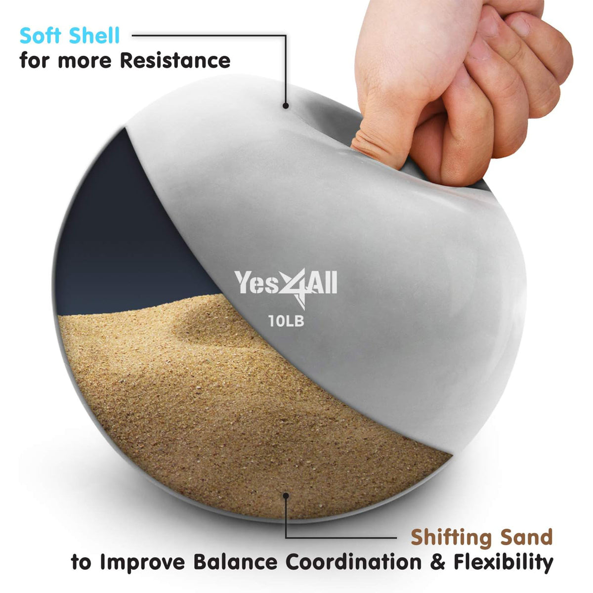 Yes4All 10 lb Smooth Weighted Toning Ball; Pilates and Balance Workout(Open Box)