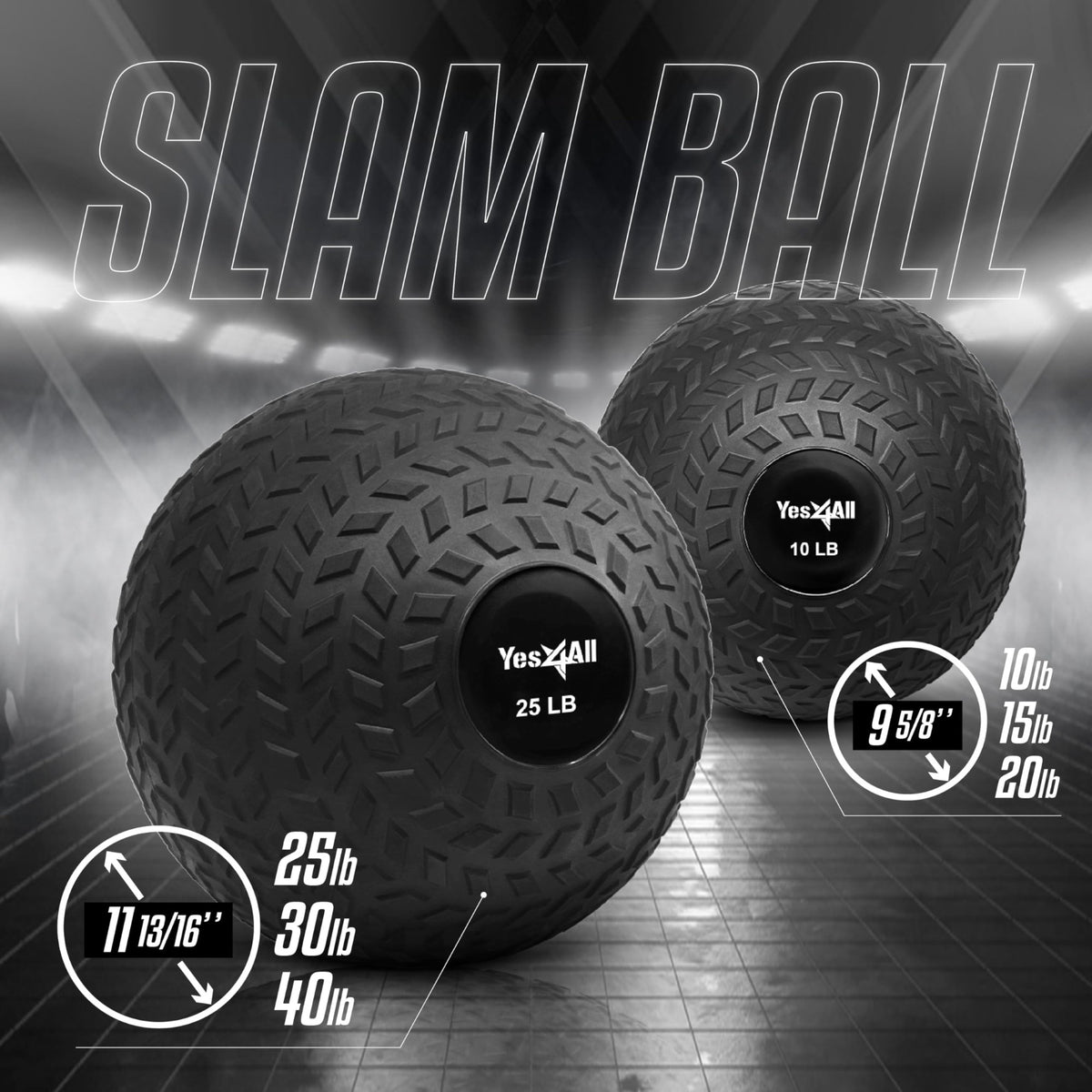 Yes4All 15Lb Slam Ball, Durable Sand Filled Workout Weight Ball, (Open Box) - VMInnovations