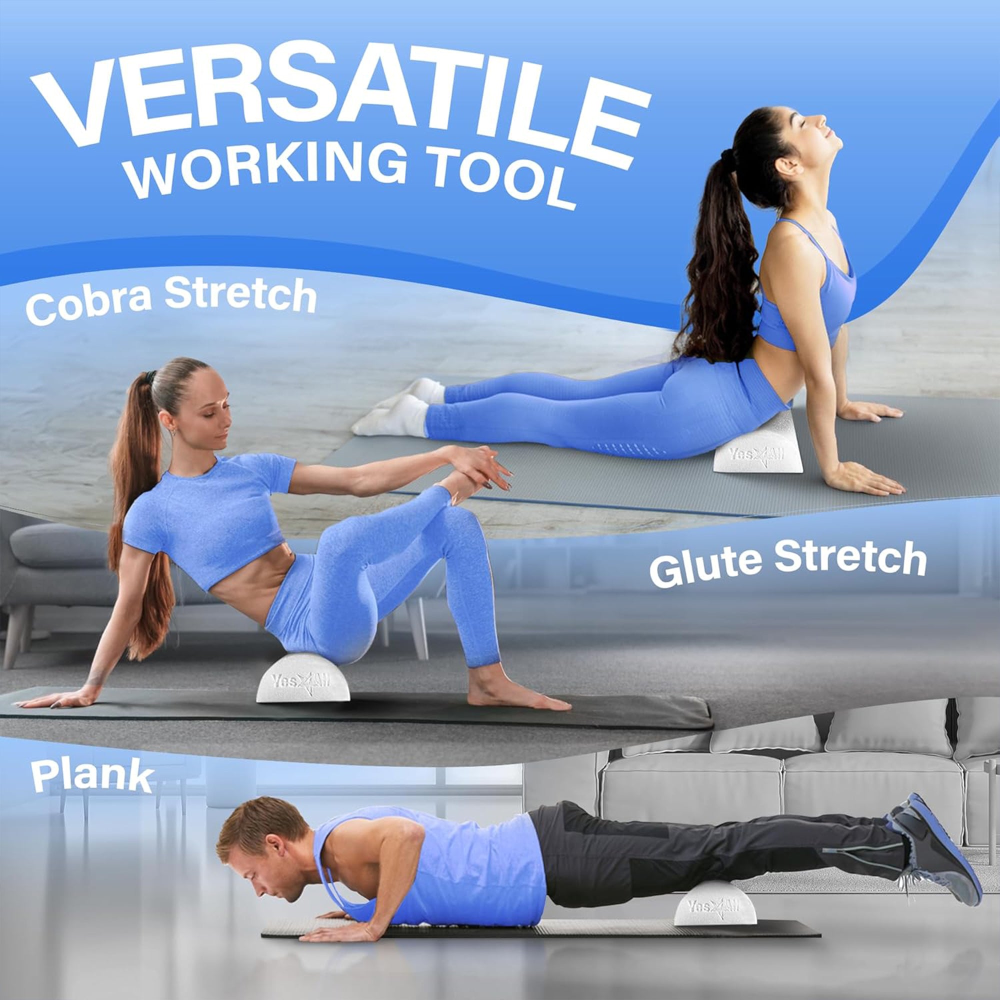 Yes4All Medium Firm Half Round Foam Roller for Massage & Exercise, 36"(Open Box)