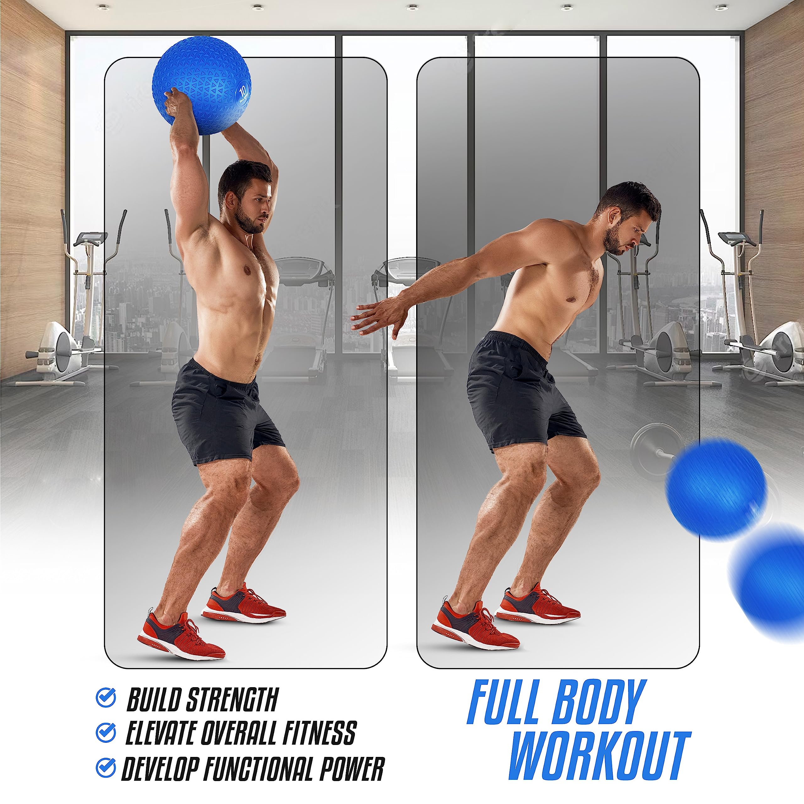 Yes4All 15Lb Slam Ball, Durable Sand Filled Workout Weight Ball, Blue (Open Box)