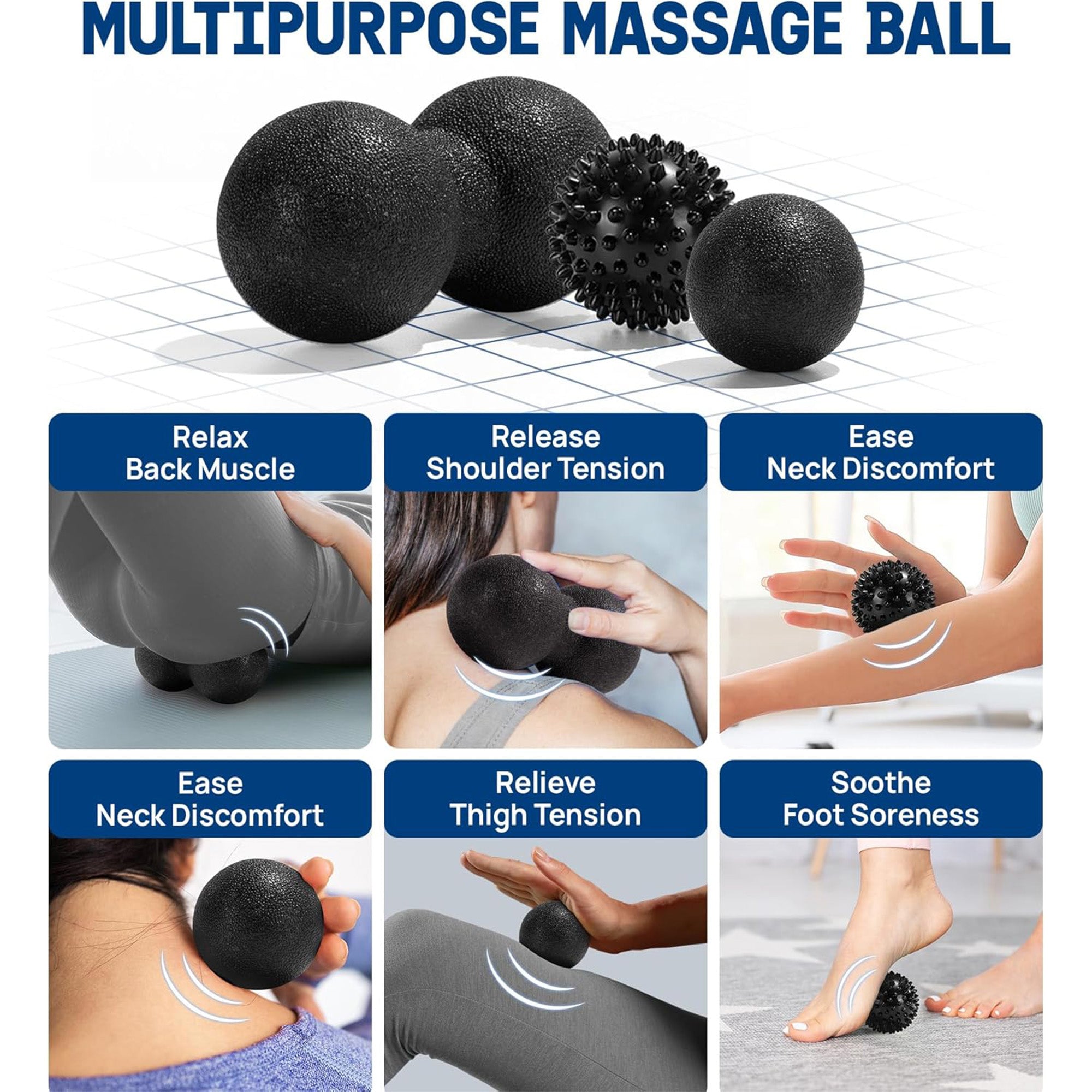 Yes4All 7-in-1 EPP Round Foam Roller Set for Pilates & Exercise,12 In (Open Box)