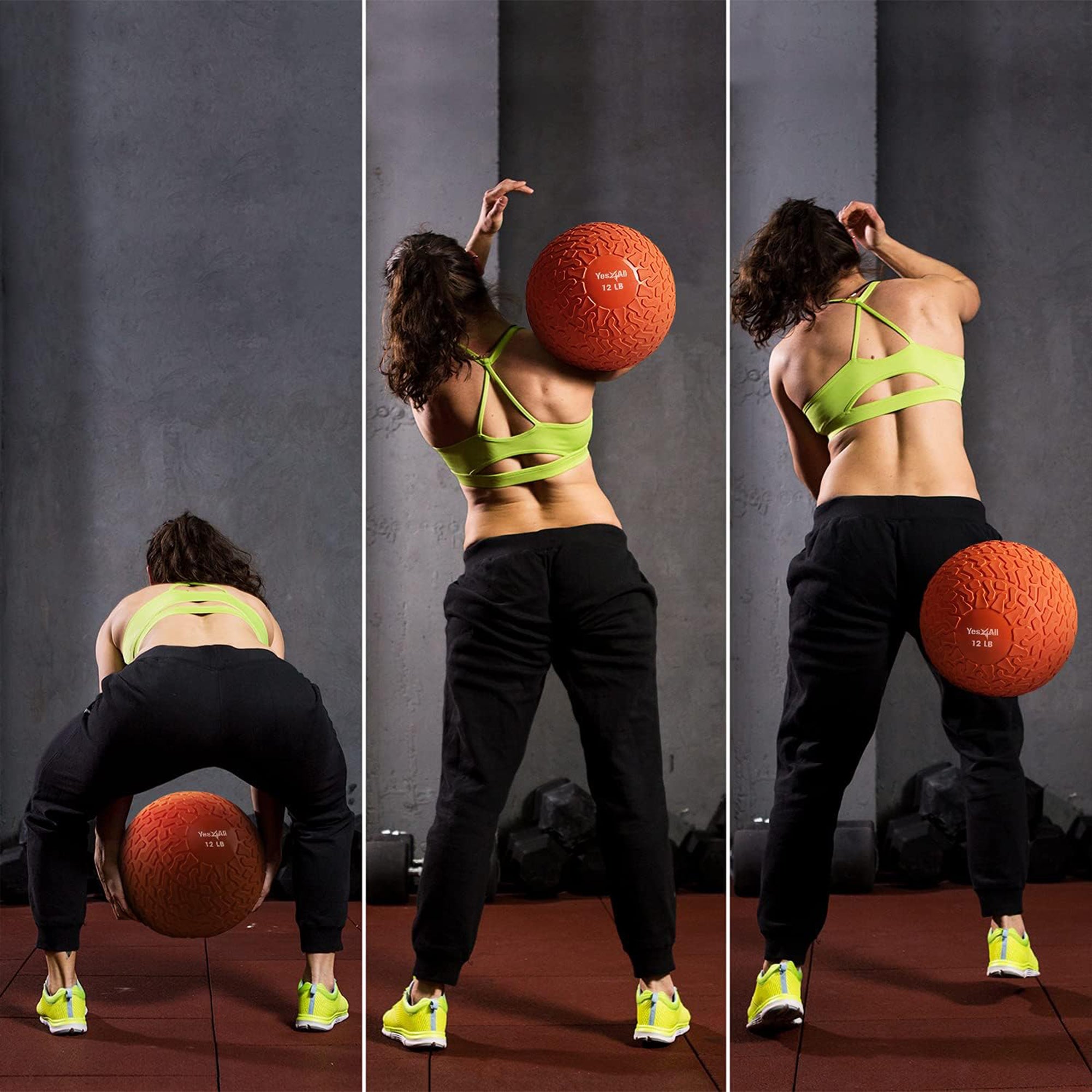 Yes4All 12Lb Slam Ball, Durable Sand Filled Workout Weight Ball, (Open Box) - VMInnovations