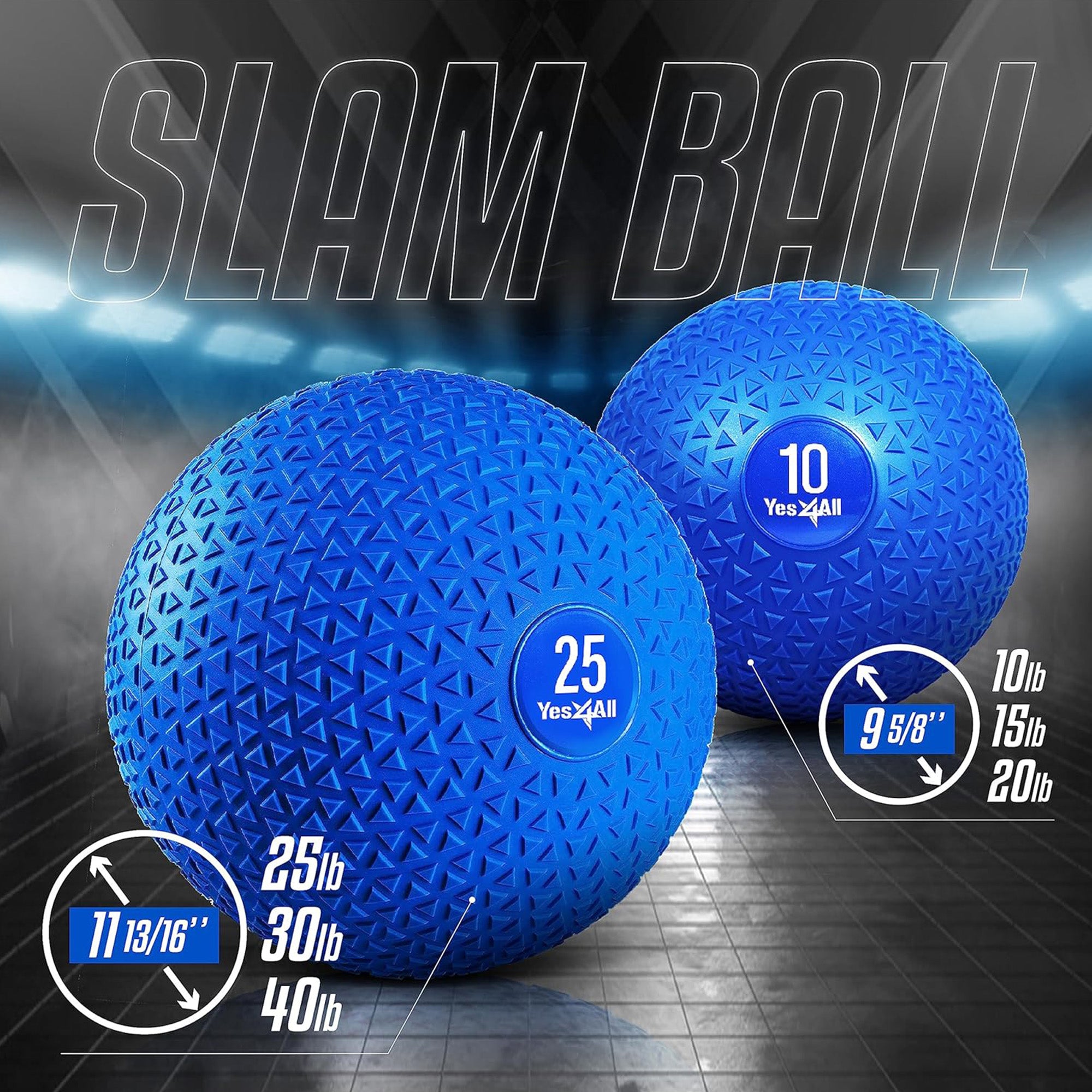 Yes4All 10Lb Slam Ball, Durable Sand Filled Workout Weight Ball, (Open Box)