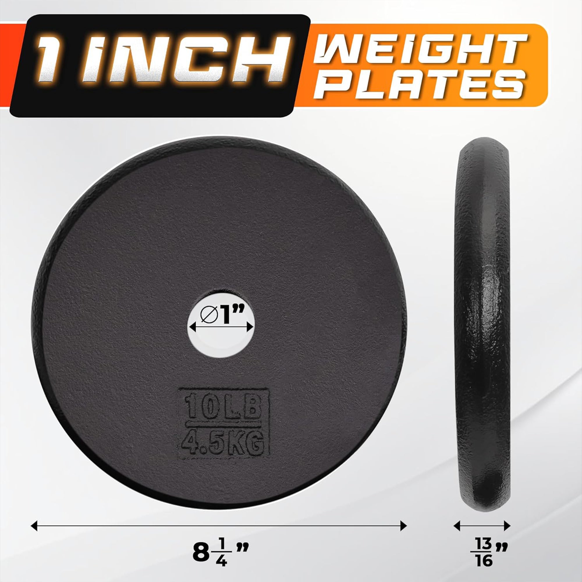 Yes4All 2 Pack Cast Iron Barbell Weight Plates with 1" Center Hole (Open Box)