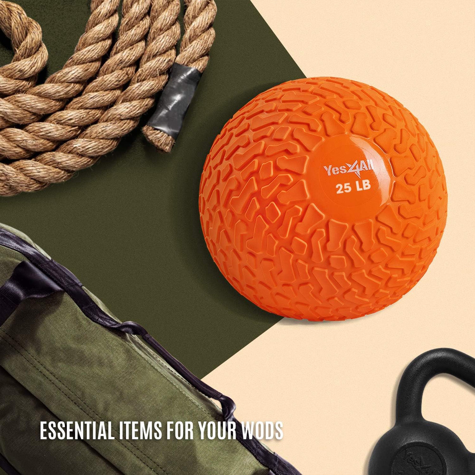 Yes4All 25Lb Slam Ball, Durable Sand Filled Workout Weight Ball, (Open Box) - VMInnovations
