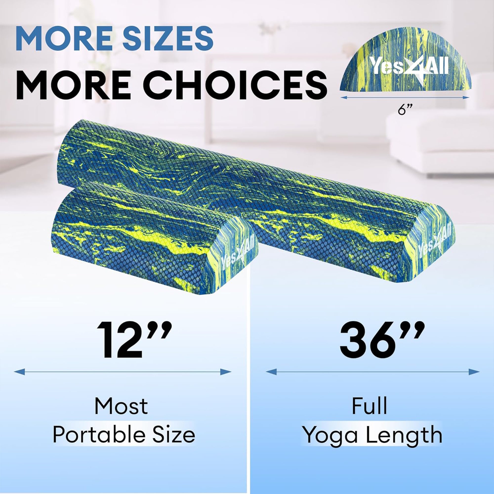 Yes4All EVA Firm Half Round Foam Roller for Exercise, 36 Inch, (Open Box)