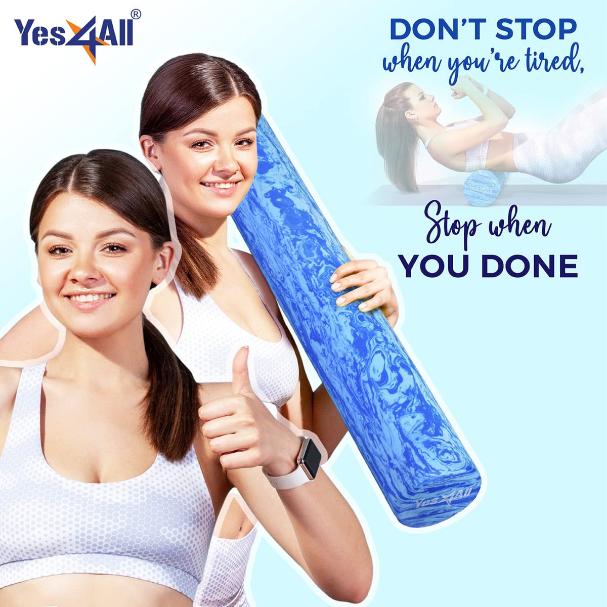 Yes4All EVA Firm Foam Round Back Roller, Exercise or Yoga, 36", (Used)