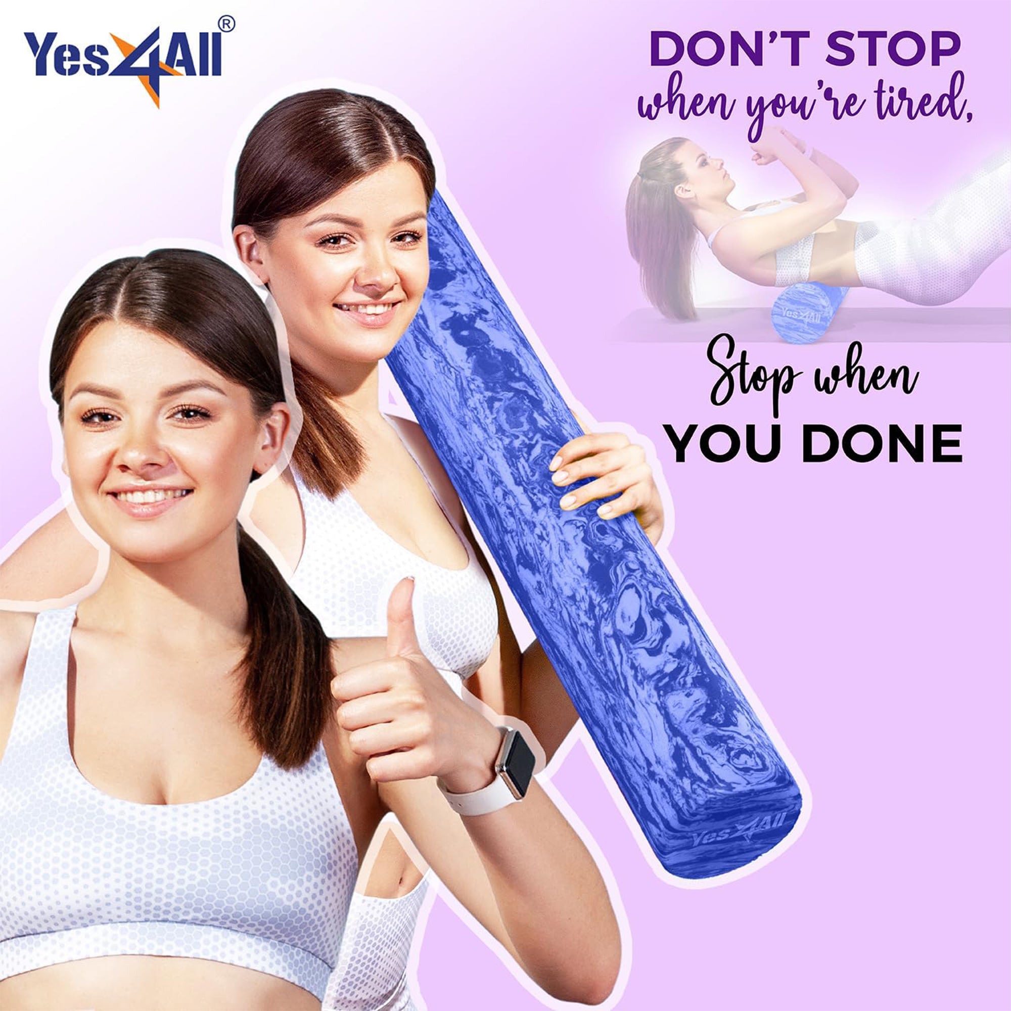 Yes4All EVA Firm Foam Round Back Roller, Exercise or Yoga, 36", (Open Box) - VMInnovations