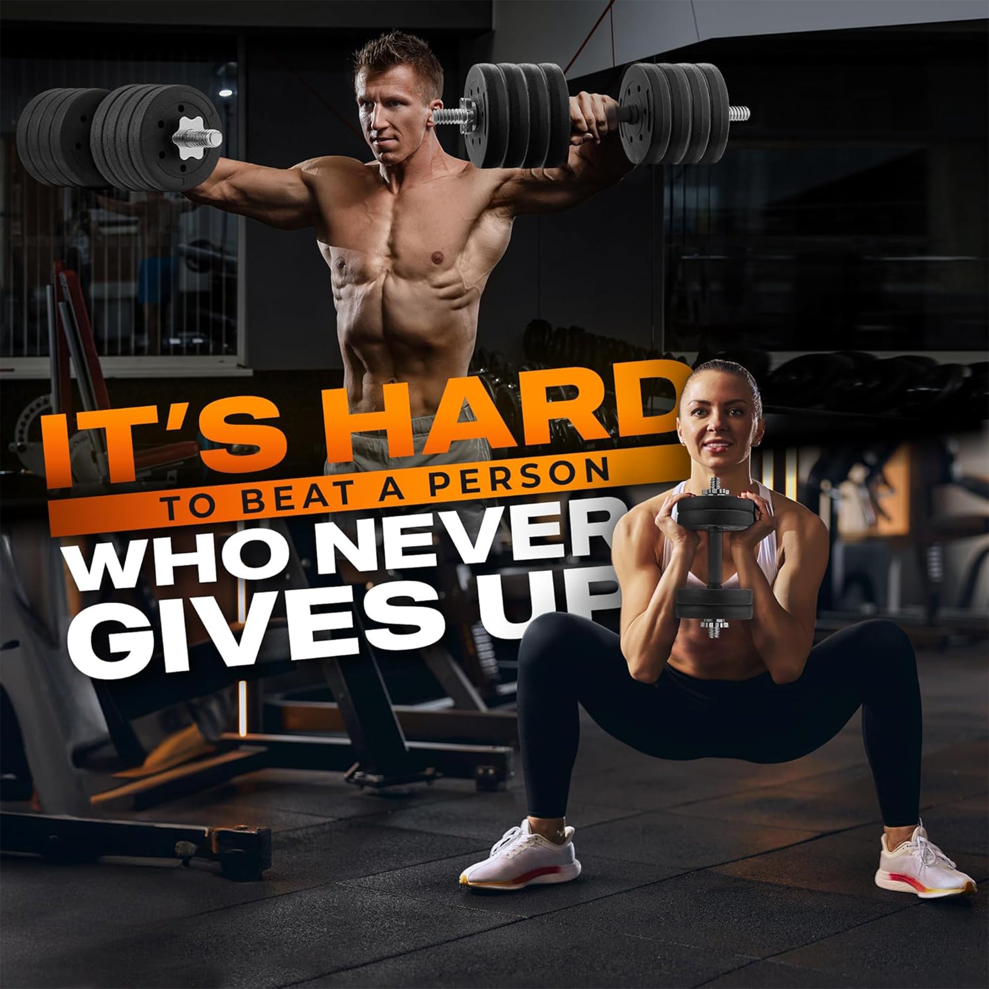 Yes4All Threaded Dumbbell Handle Set with Rubber Non-Slip Grip, 24 Inch, 2 Pack