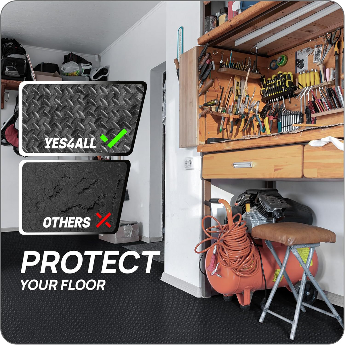 Yes4All Interlocking Foam Exercise Mat, 3/4" Thick, 24"x24", 24 Sq Ft (Open Box)