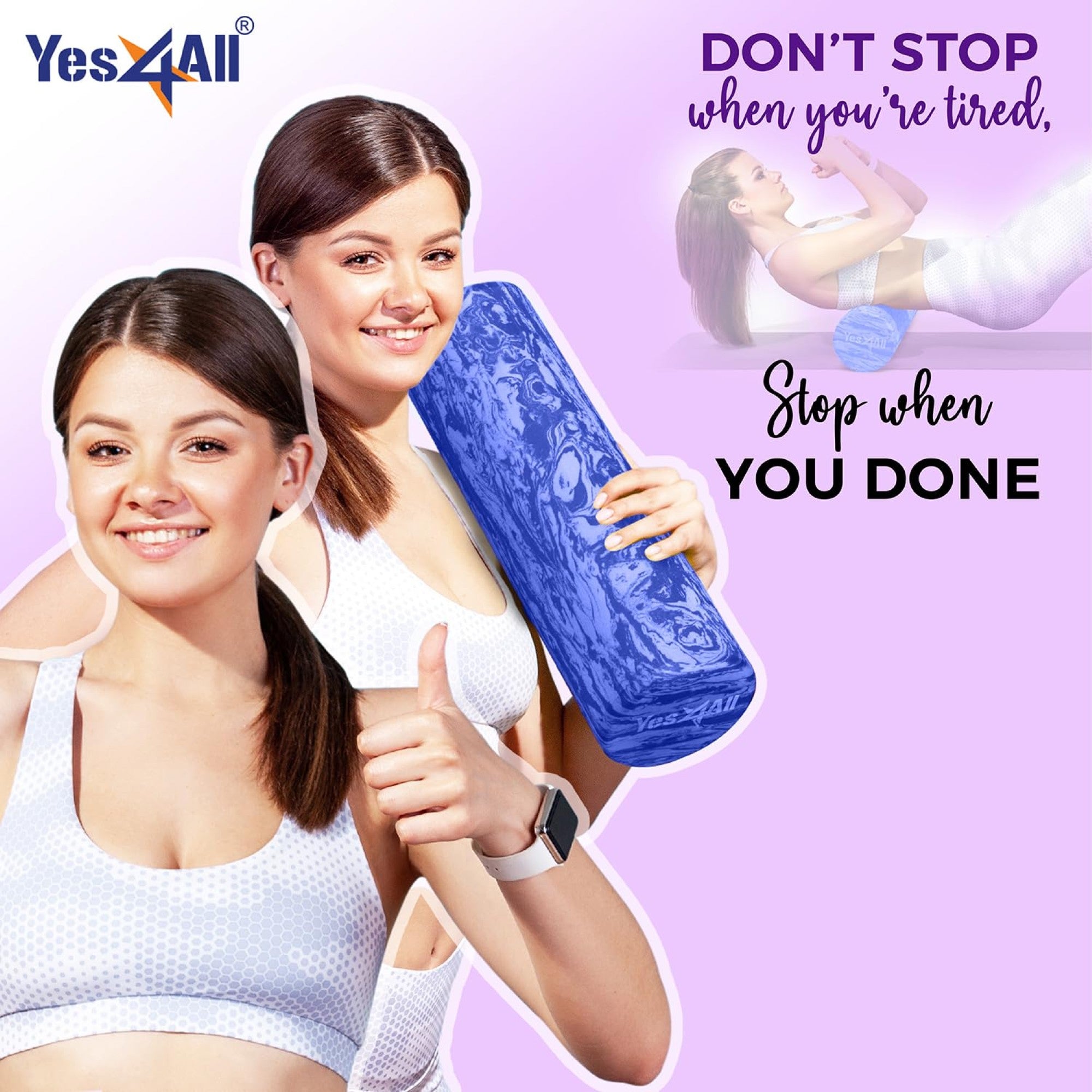 Yes4All EVA Firm Foam Round Back Roller, Exercise or Yoga, 18", (Open Box) - VMInnovations