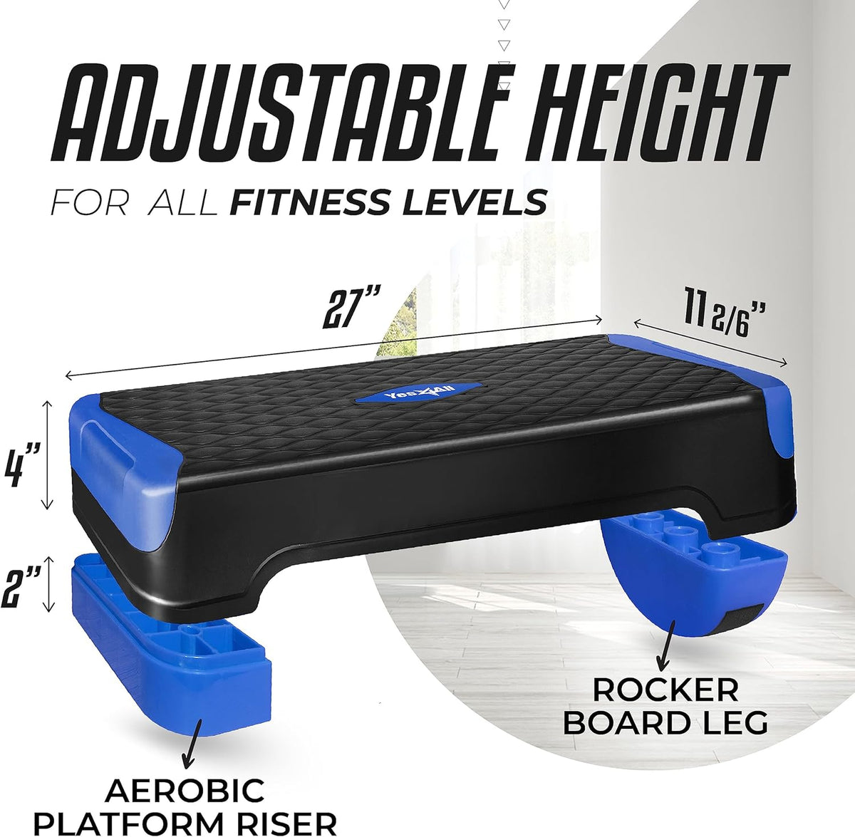 Yes4All 2-in-1 Adjustable Aerobic Step Platform, Exercise Stepper, (Open Box)