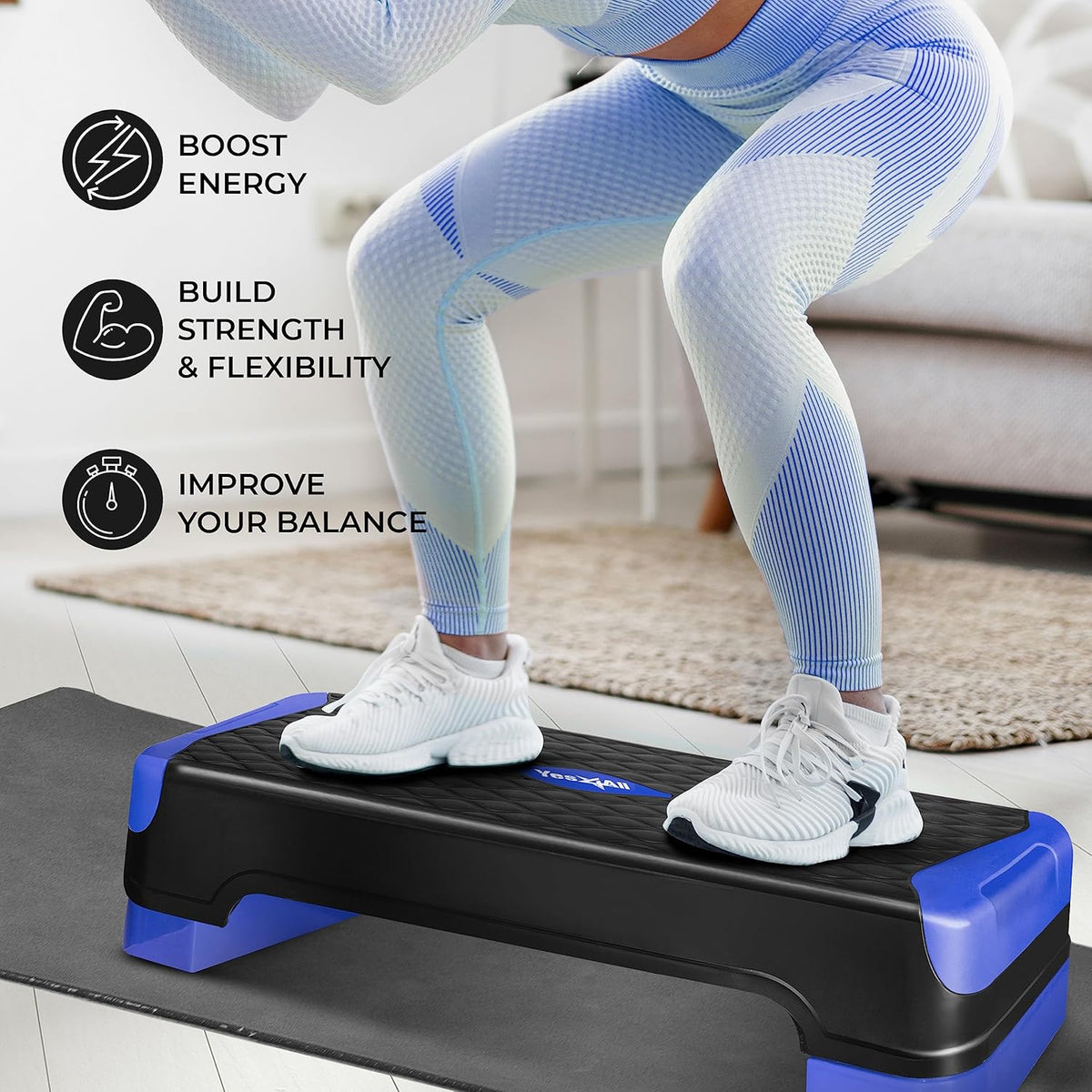Yes4All 2-in-1 Adjustable Aerobic Step Platform, Exercise Stepper, (Open Box)