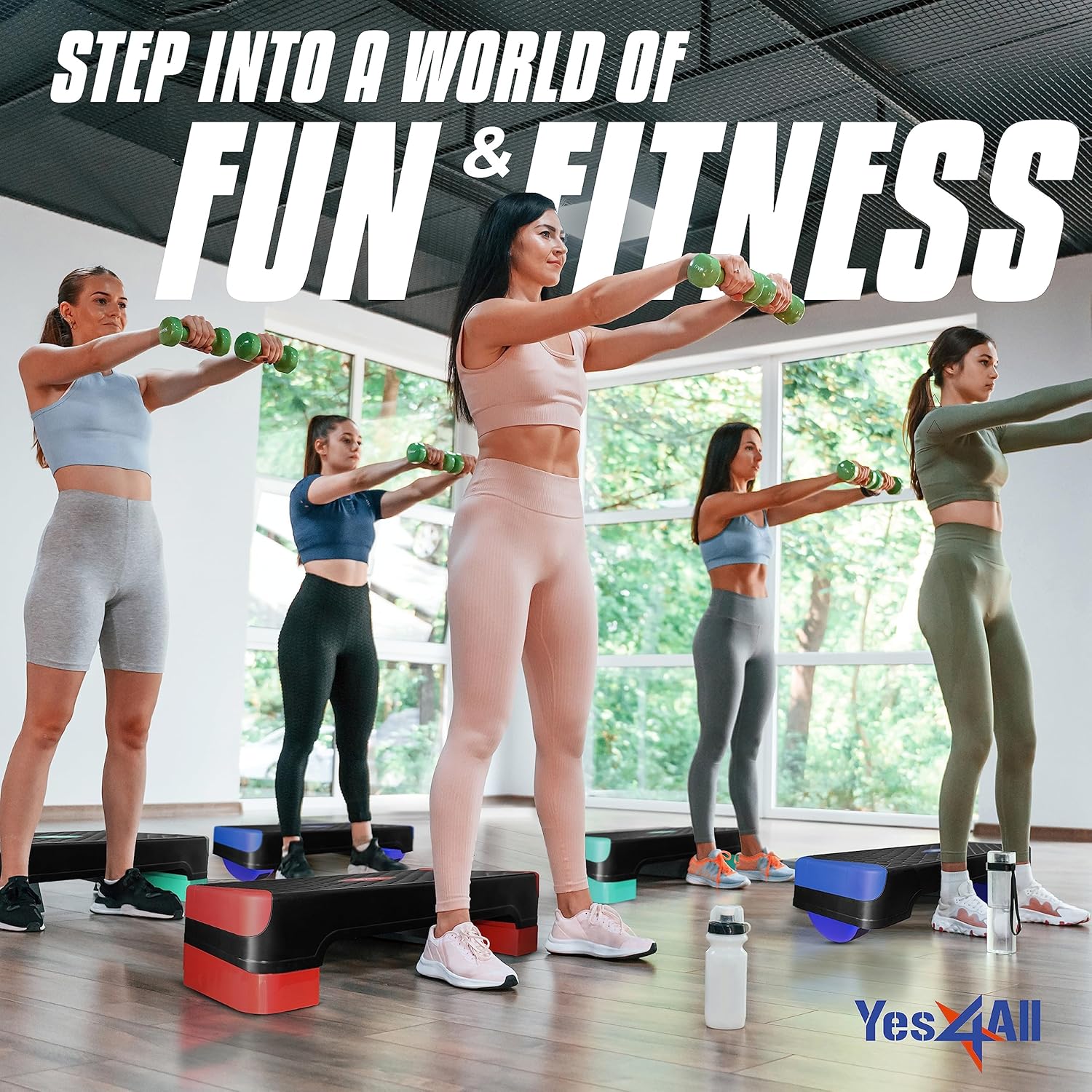 Yes4All 2-in-1 Adjustable Aerobic Step Platform, Exercise Stepper, (Open Box)