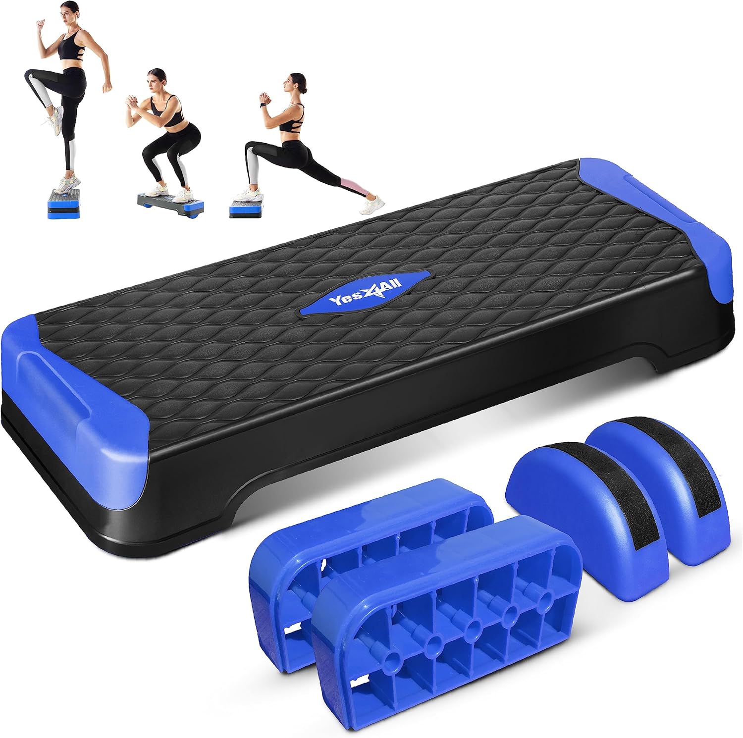 Yes4All 2-in-1 Adjustable Aerobic Step Platform, Exercise Stepper, (Open Box)