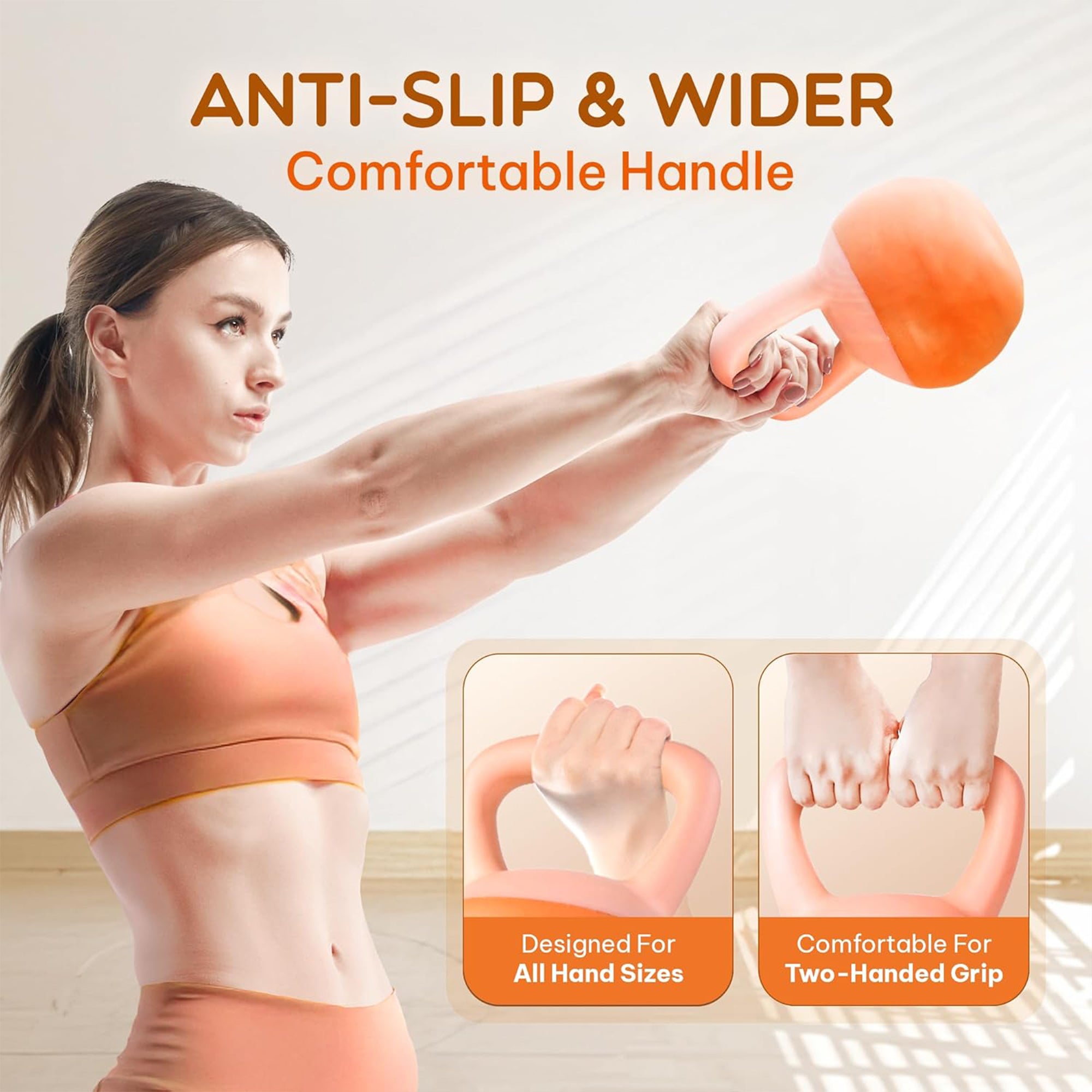 Yes4All 20 Pound Kettlebell, Single Soft Vinyl Home Gym Weight, Peach Fuzz - VMInnovations