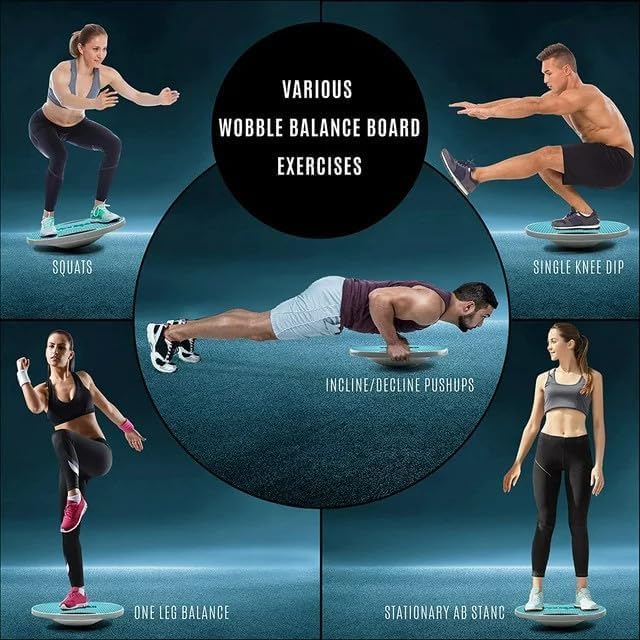 Yes4All Wobble Balance Board, Plastic Stability Trainer with Handles, Blue - VMInnovations