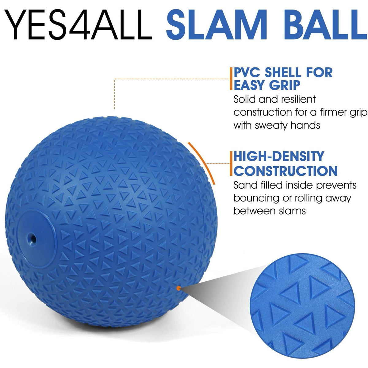 Yes4All 20Lb Slam Ball, Durable Sand Filled Workout Weight Ball (Open Box)