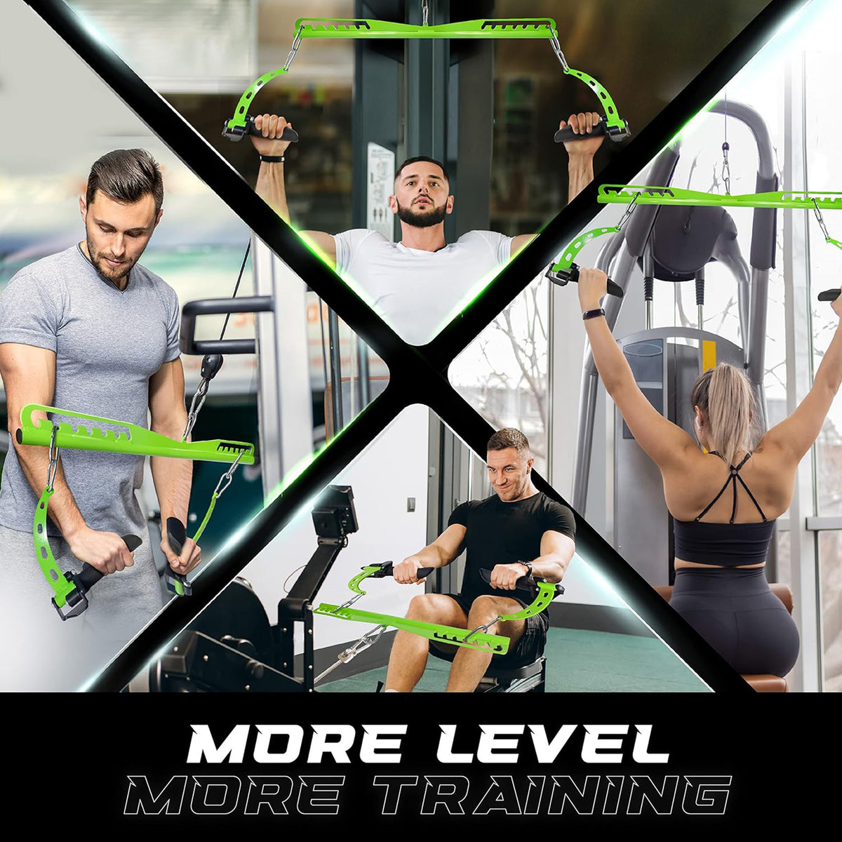 Yes4All Neutral Grip LAT Pull Down Bar Cable Machine Attachment, 7 Levels, Green - VMInnovations