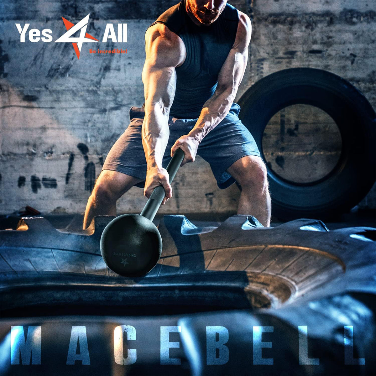 Yes4All Steel Mace Bell for Strength Training, and Forearms Workouts, (Open Box)