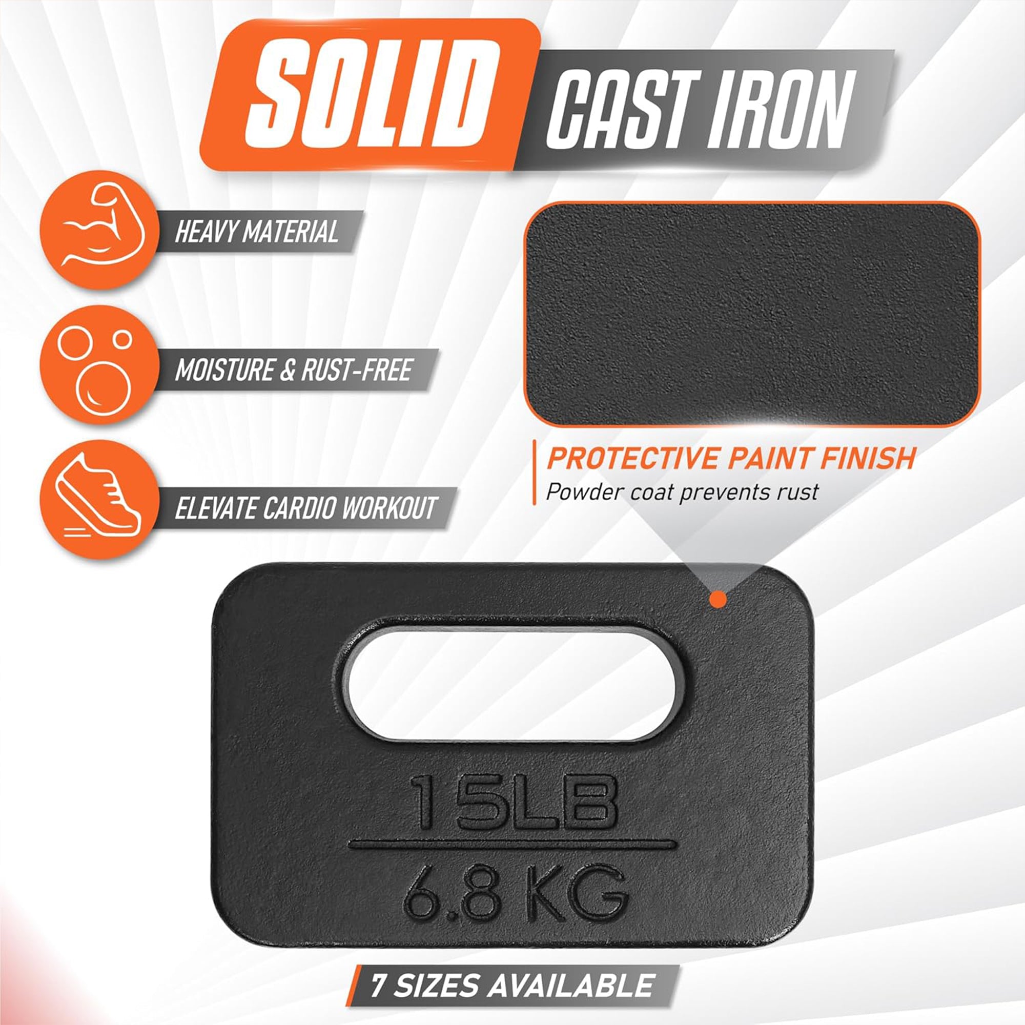 Yes4All Cast Iron Rucking Weight with Ergonomic Rounded Handle, Pair, (Open Box)