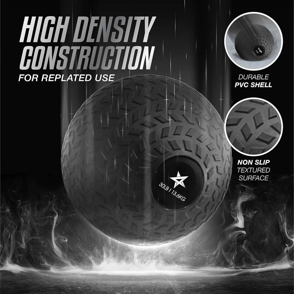 Yes4All 30Lb Slam Ball, Durable Sand Filled Workout Weight Ball, Black(Open Box)