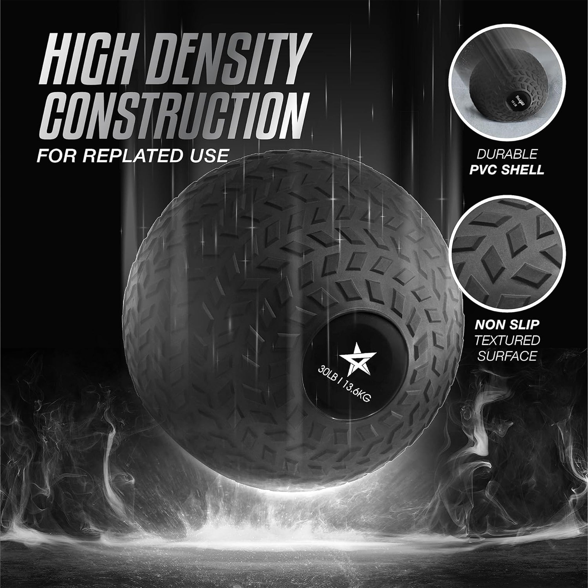 Yes4All 30Lb Slam Ball, Durable Sand Filled Workout Weight Ball, Black(Open Box)