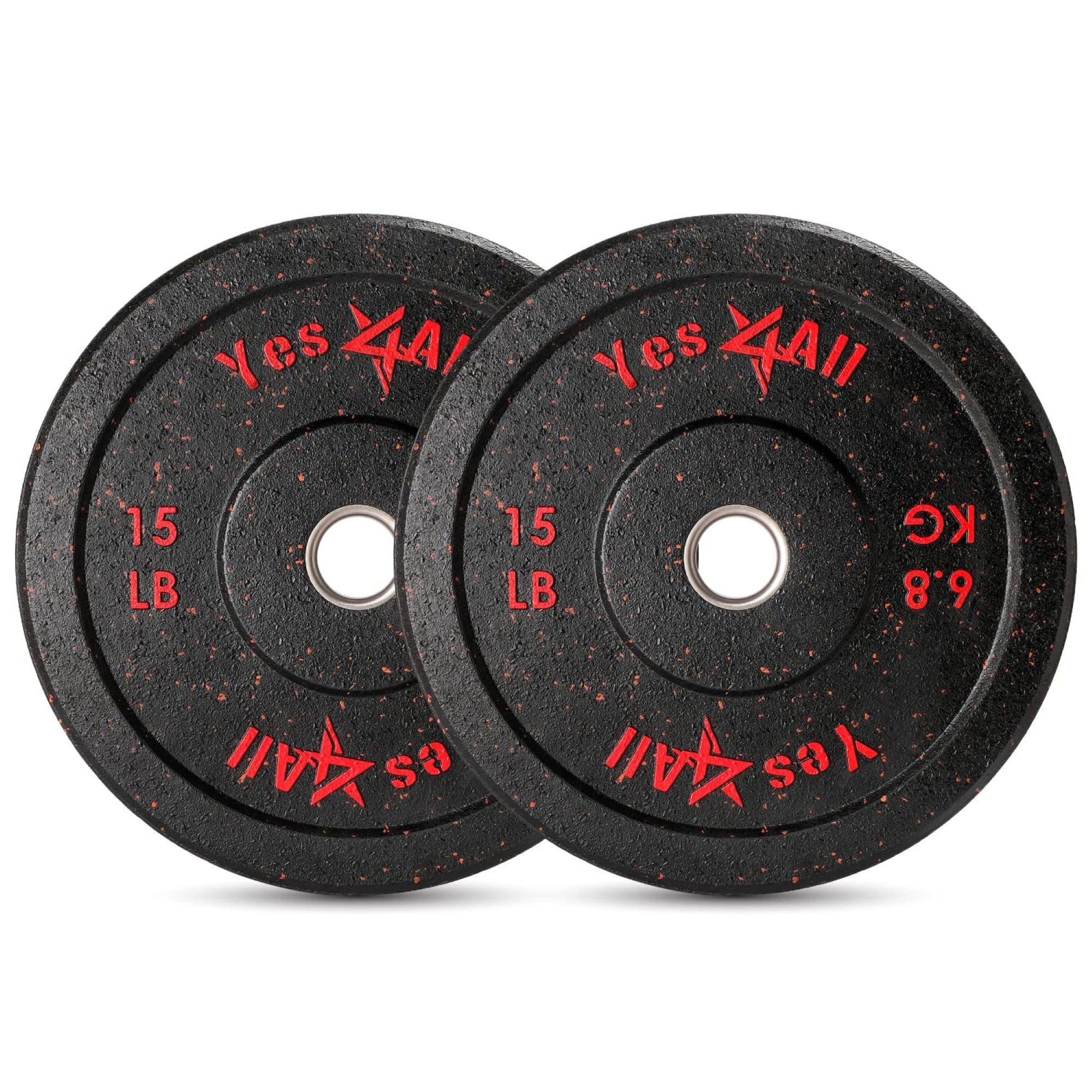 Yes4All 2" Bumper Plate, Rubber Weight Plate for Weightlifting, Pair, 15 Pounds - VMInnovations