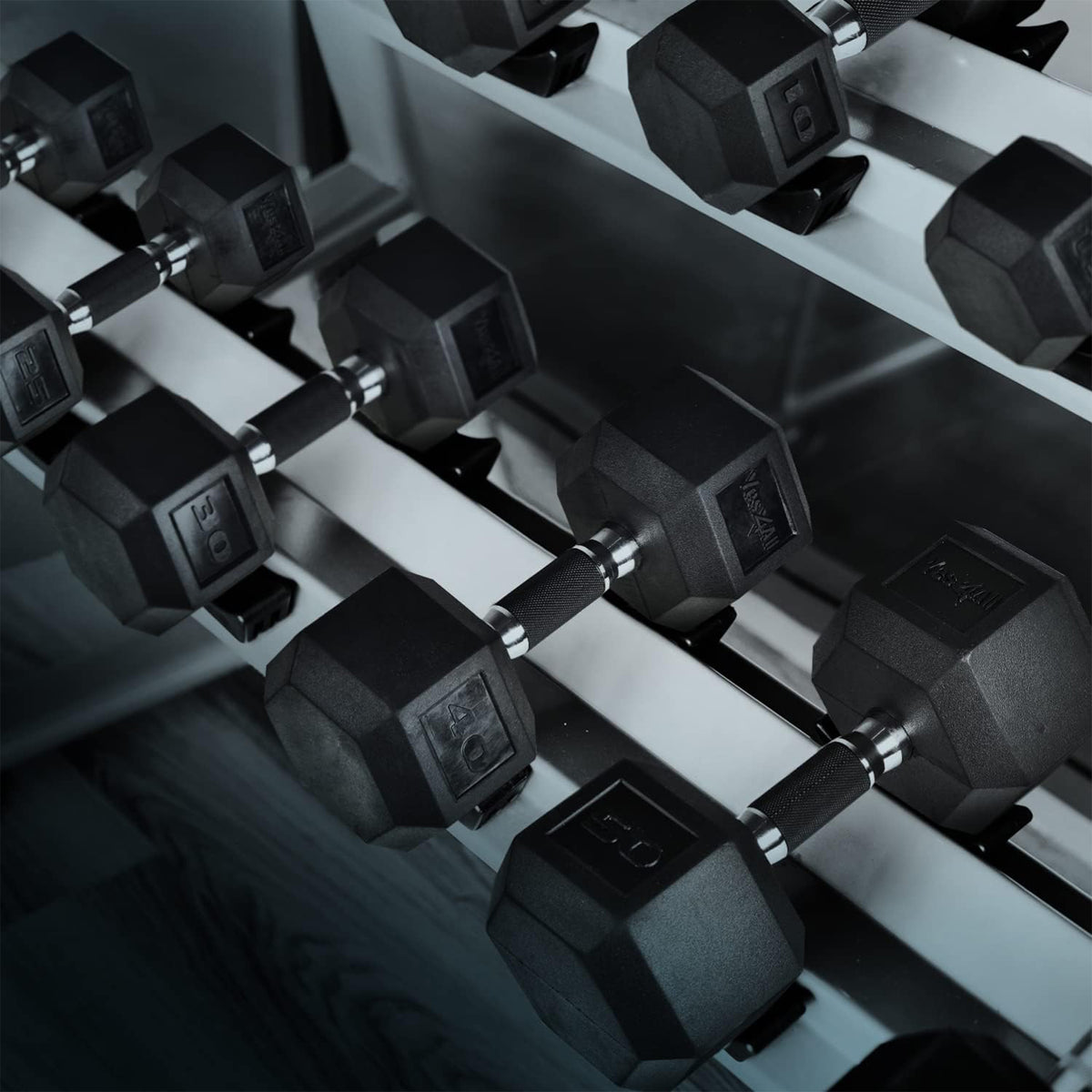 Yes4All Cast Iron Hex Dumbbell with Rubber Grip Handle & PVC Coating, 30 Pounds