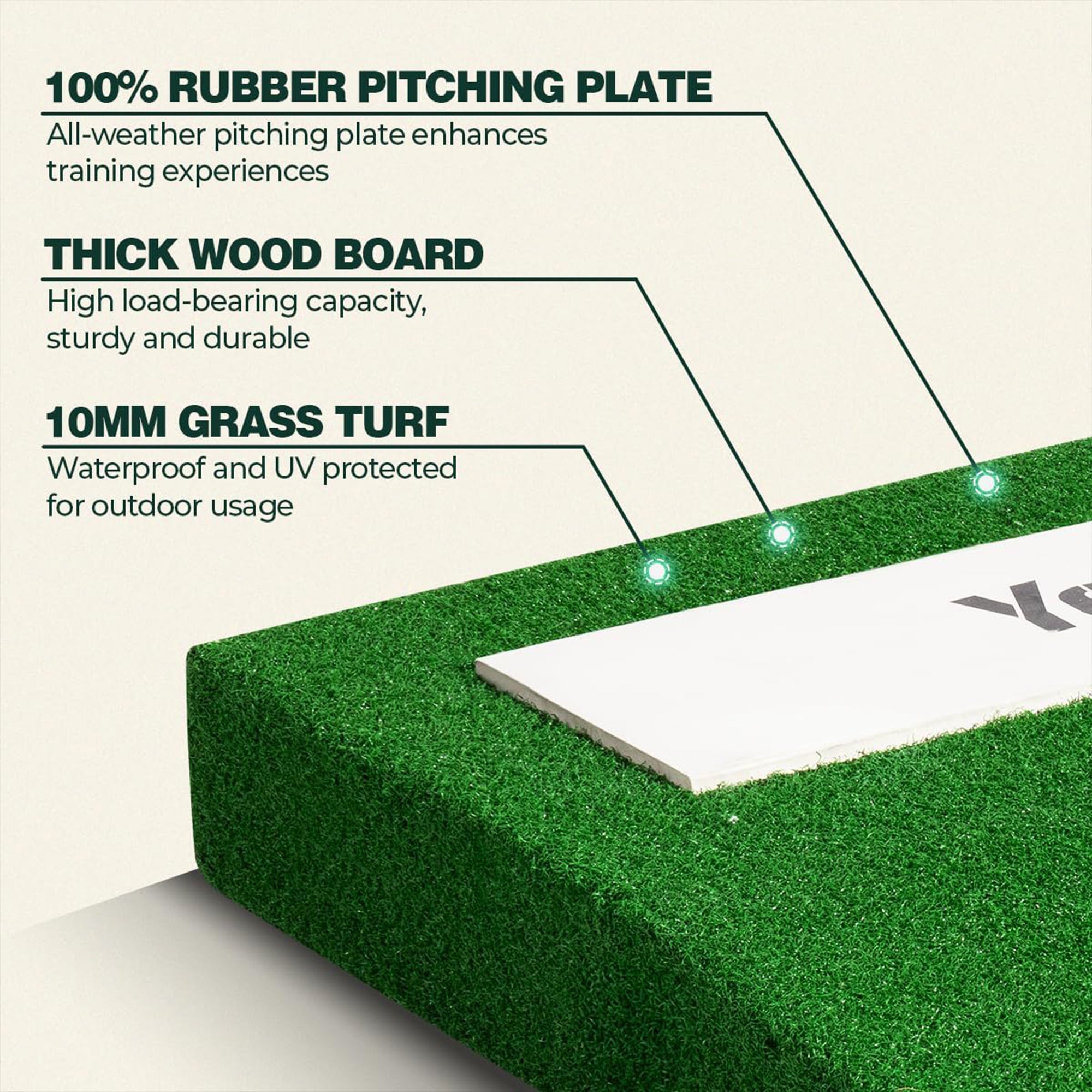 Yes4All 30 Inch Portable Pitching Mound with 2 Baseballs, Turf & Pitching Rubber - VMInnovations