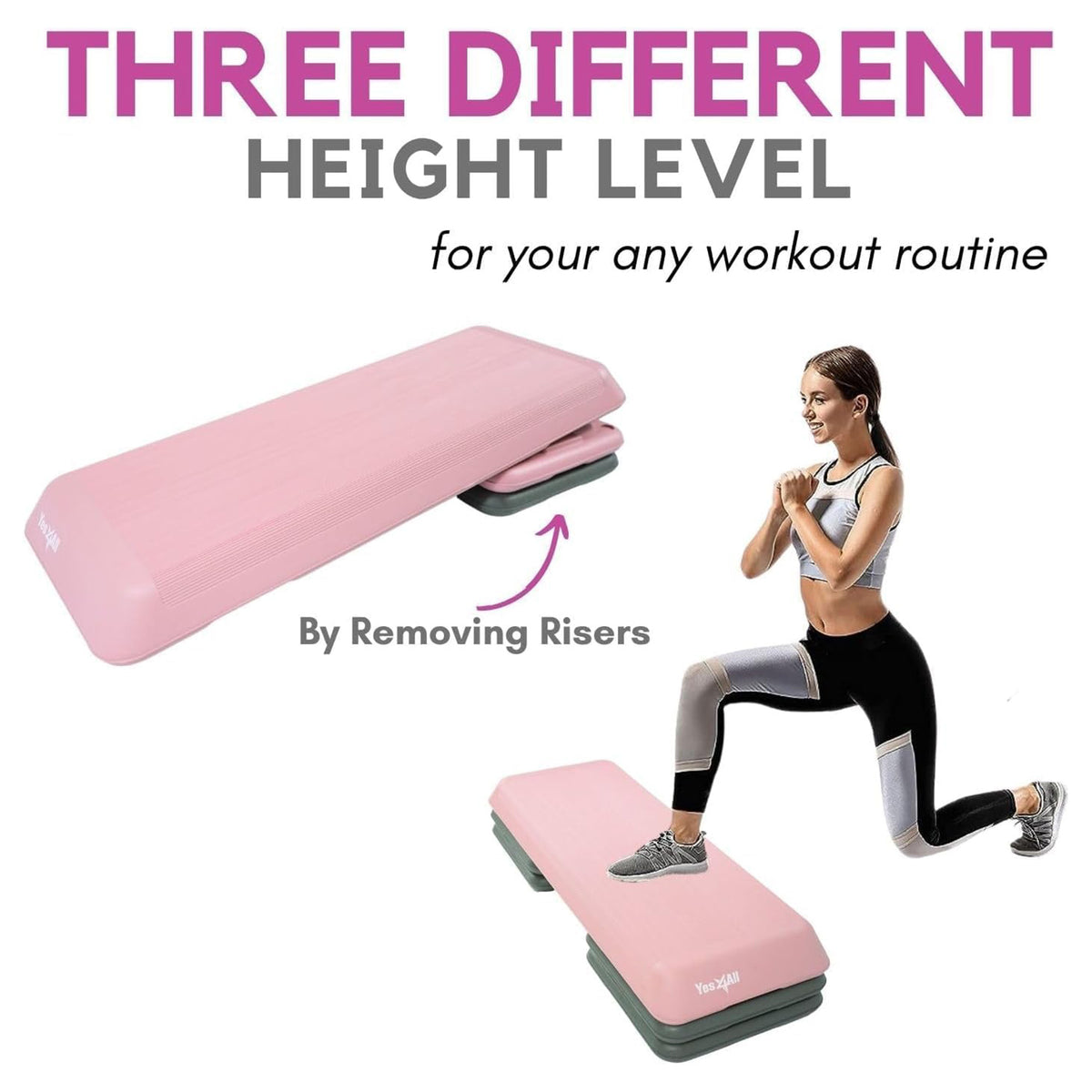 Yes4All Aerobic Deck Step Platform with 4 Risers, Health Club Size, (Open Box)