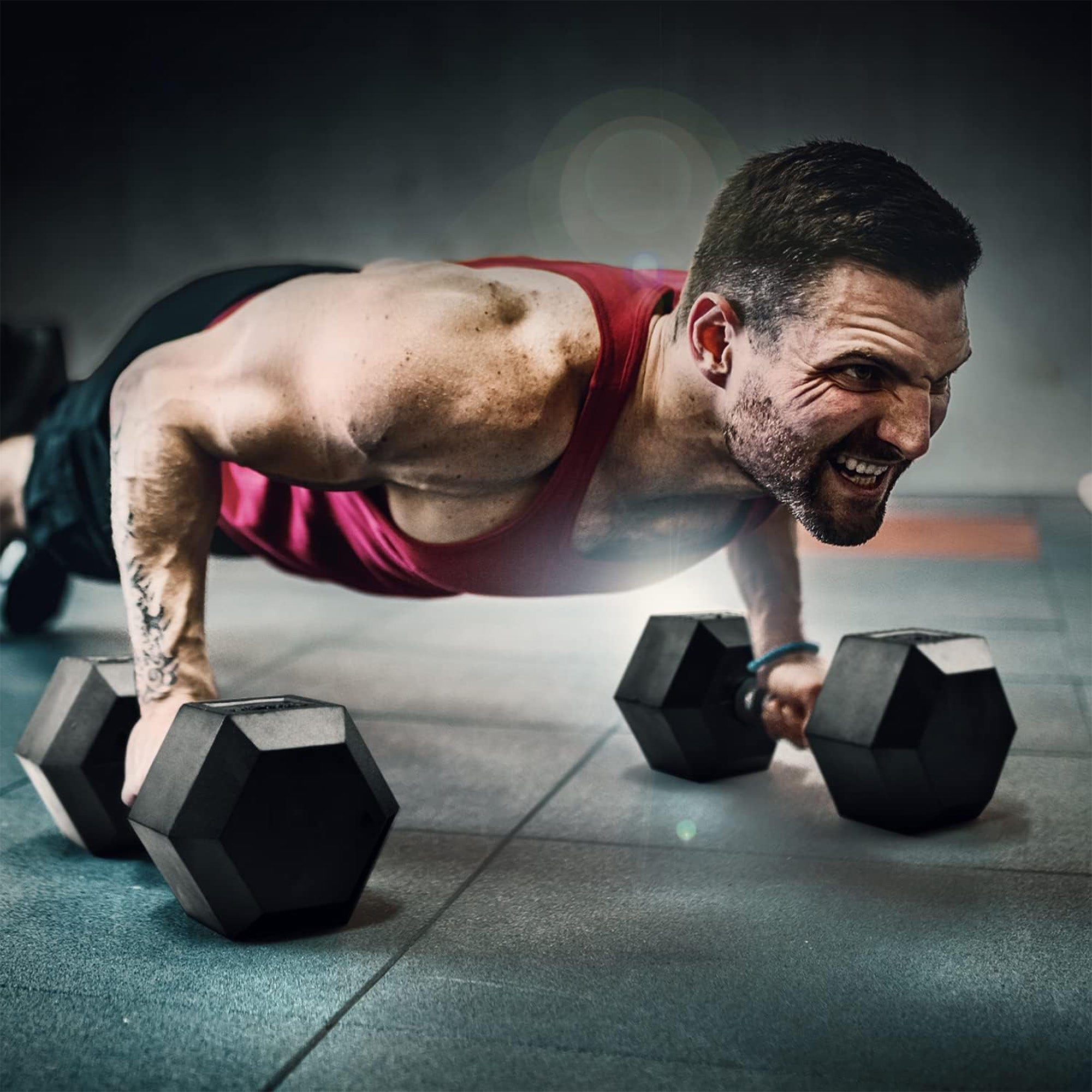 Yes4All Cast Iron Hex Dumbbell with Rubber Grip and PVC Coating, 25 Pounds - VMInnovations