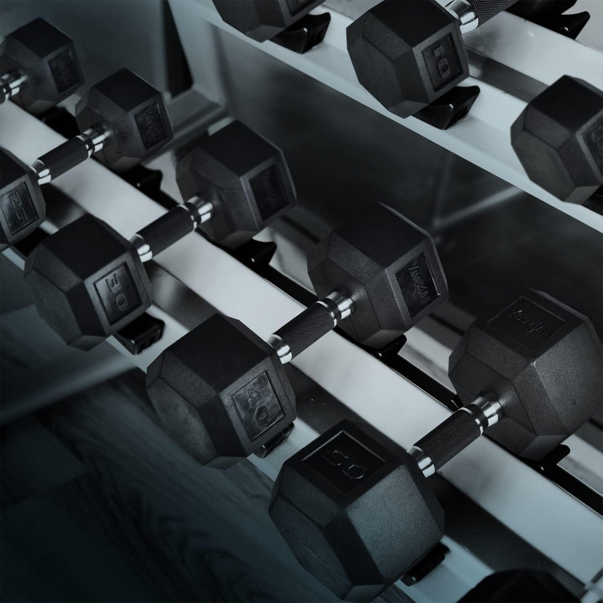 Yes4All Cast Iron Hex Dumbbell with Rubber Grip and PVC Coating, 25 Pounds - VMInnovations