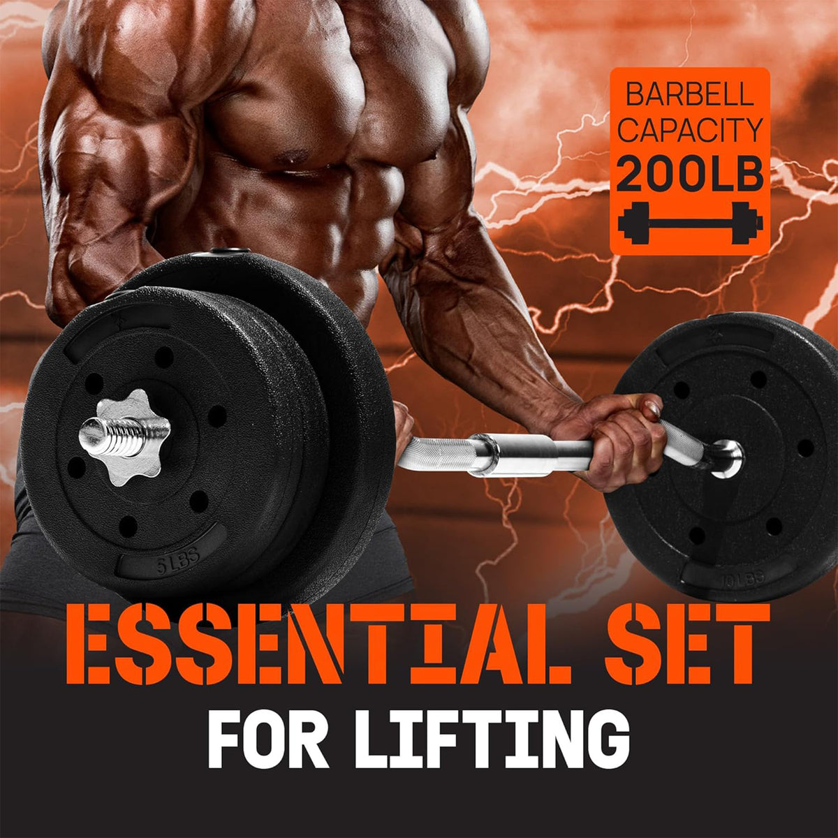 Yes4All 1" Barbell Strength Training Weight Set with (2) 10lb and (4) 5lb Plates