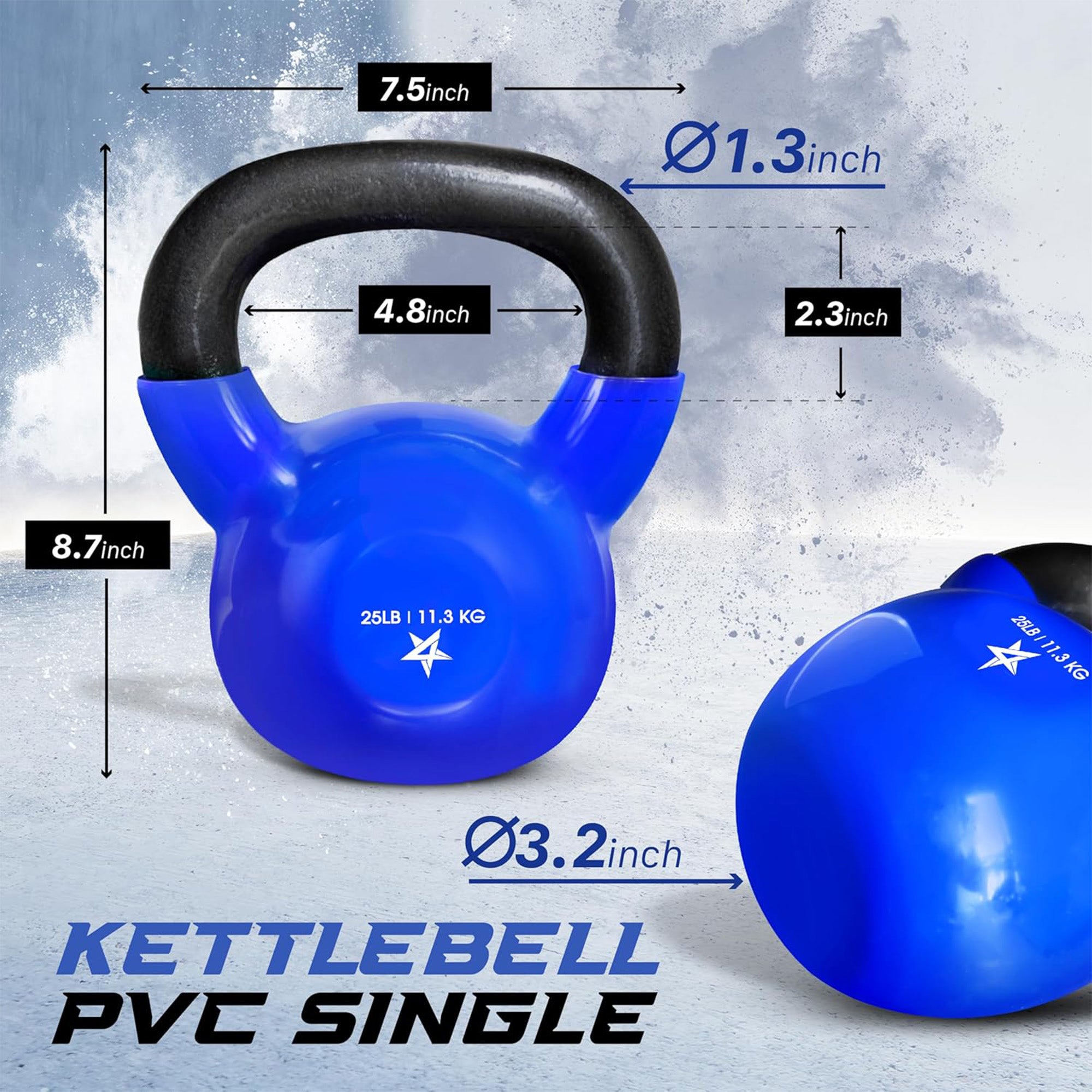 Yes4All 25LBS Kettlebells,1 Pair Vinyl Coated Cast Iron Home Weights (Open Box)