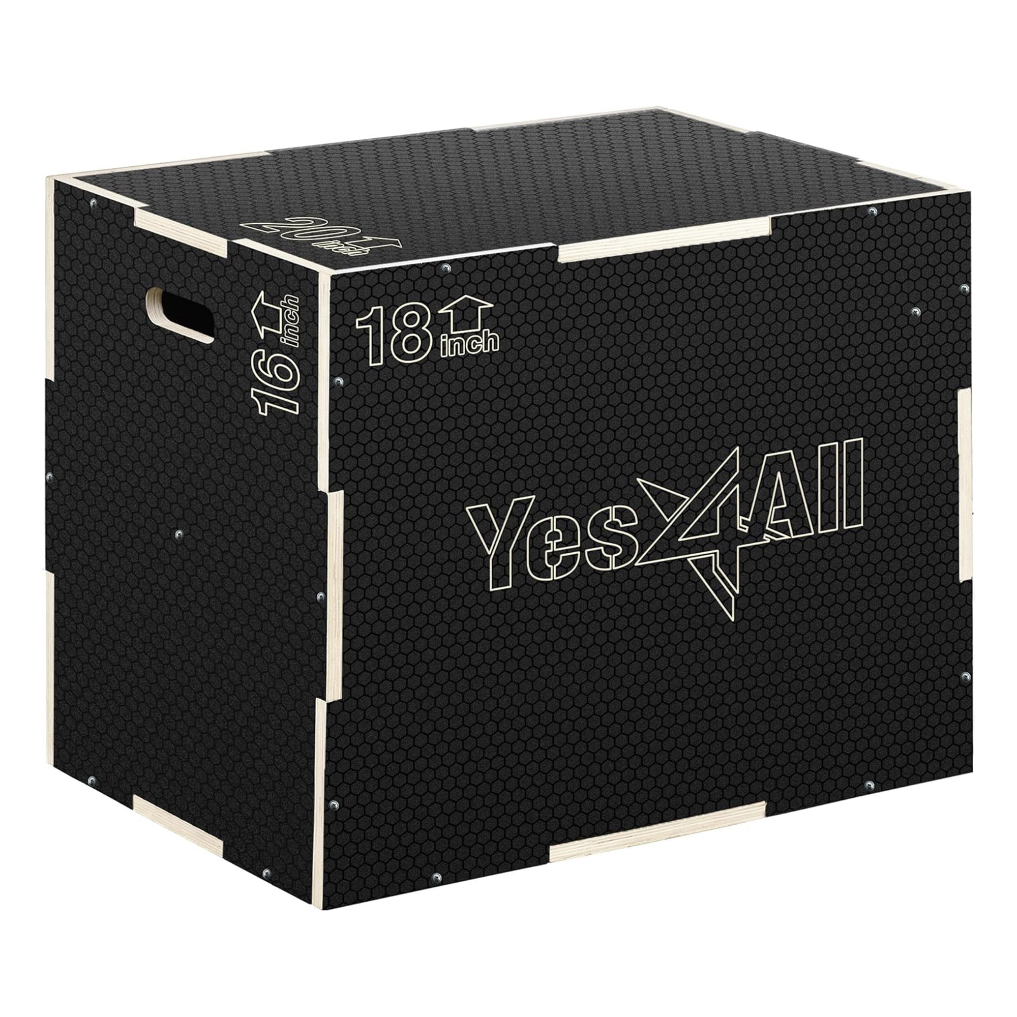 Yes4All 3-in-1 Wooden Plyo Box w/ Handles & Non-Slip Coating 20"L x 18"W x 16"H - VMInnovations