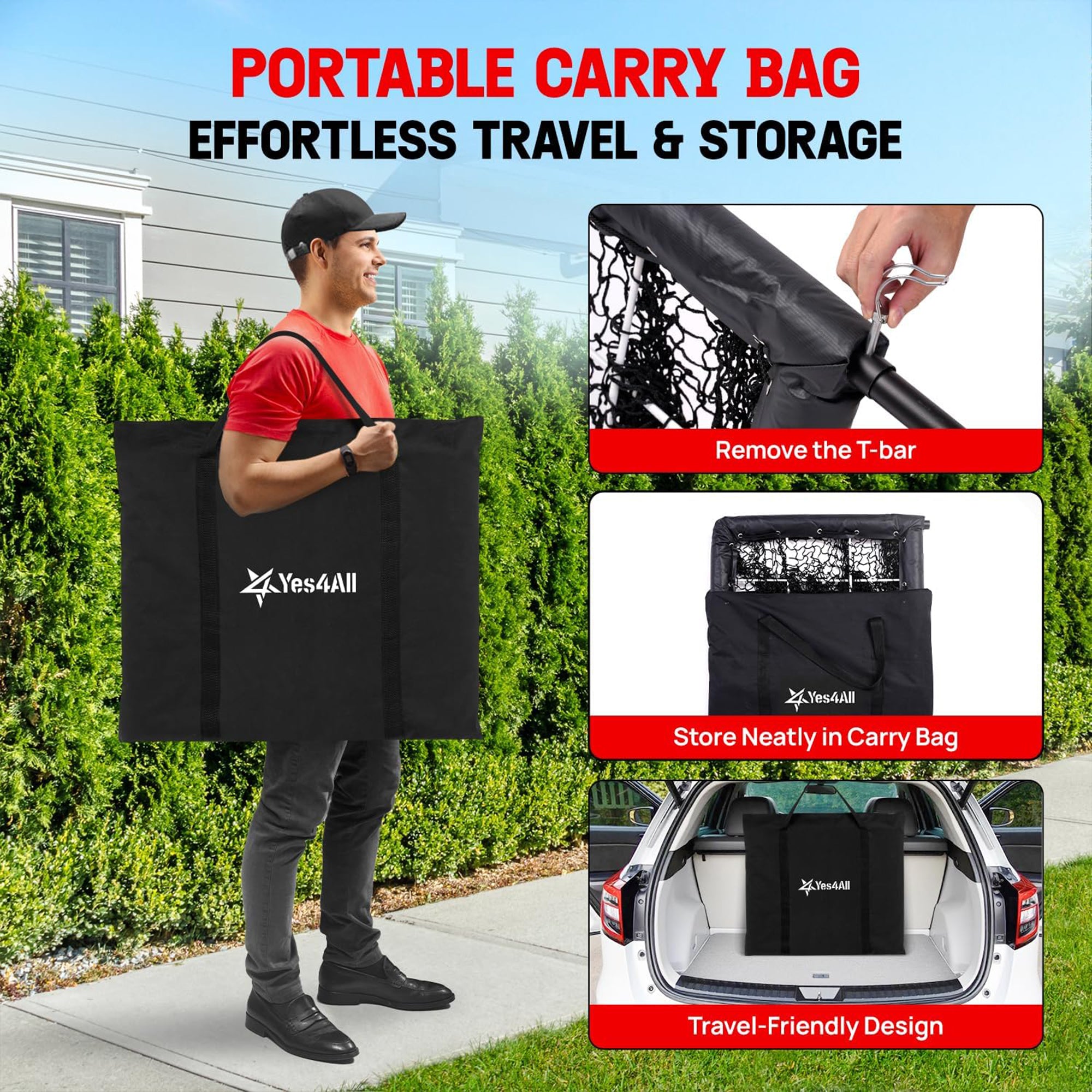 Yes4All Portable 9 Holes Baseball & Softball Pitching Net w/ Strike Zone, Black - VMInnovations
