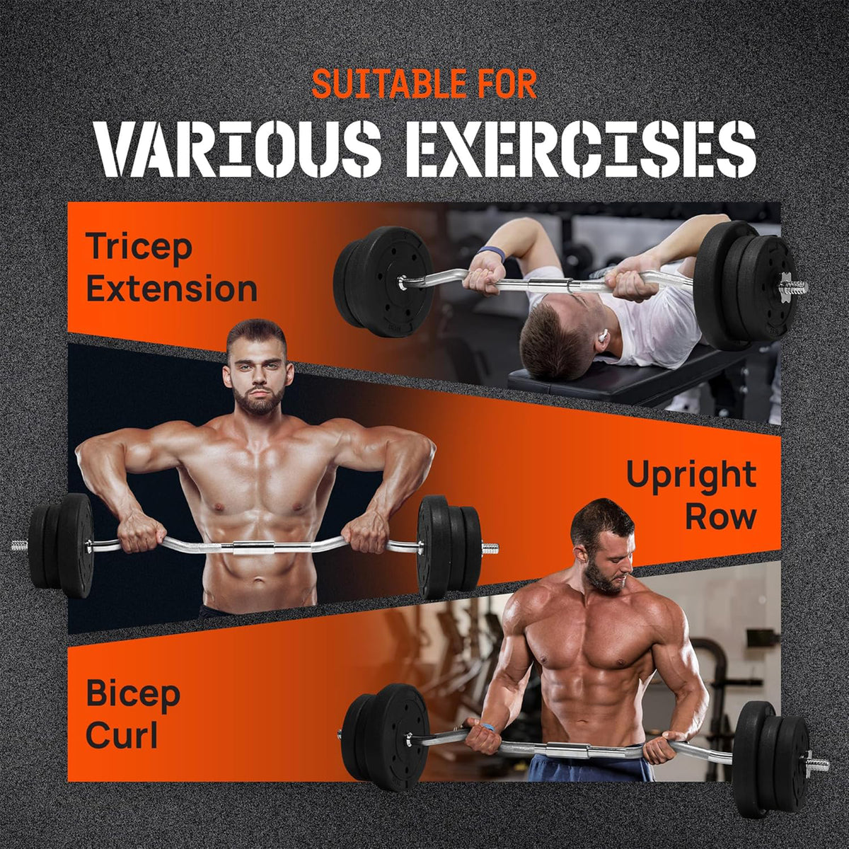 Yes4All 1" Barbell Strength Training Weight Set with (2) 10lb and (6) 5lb Plates