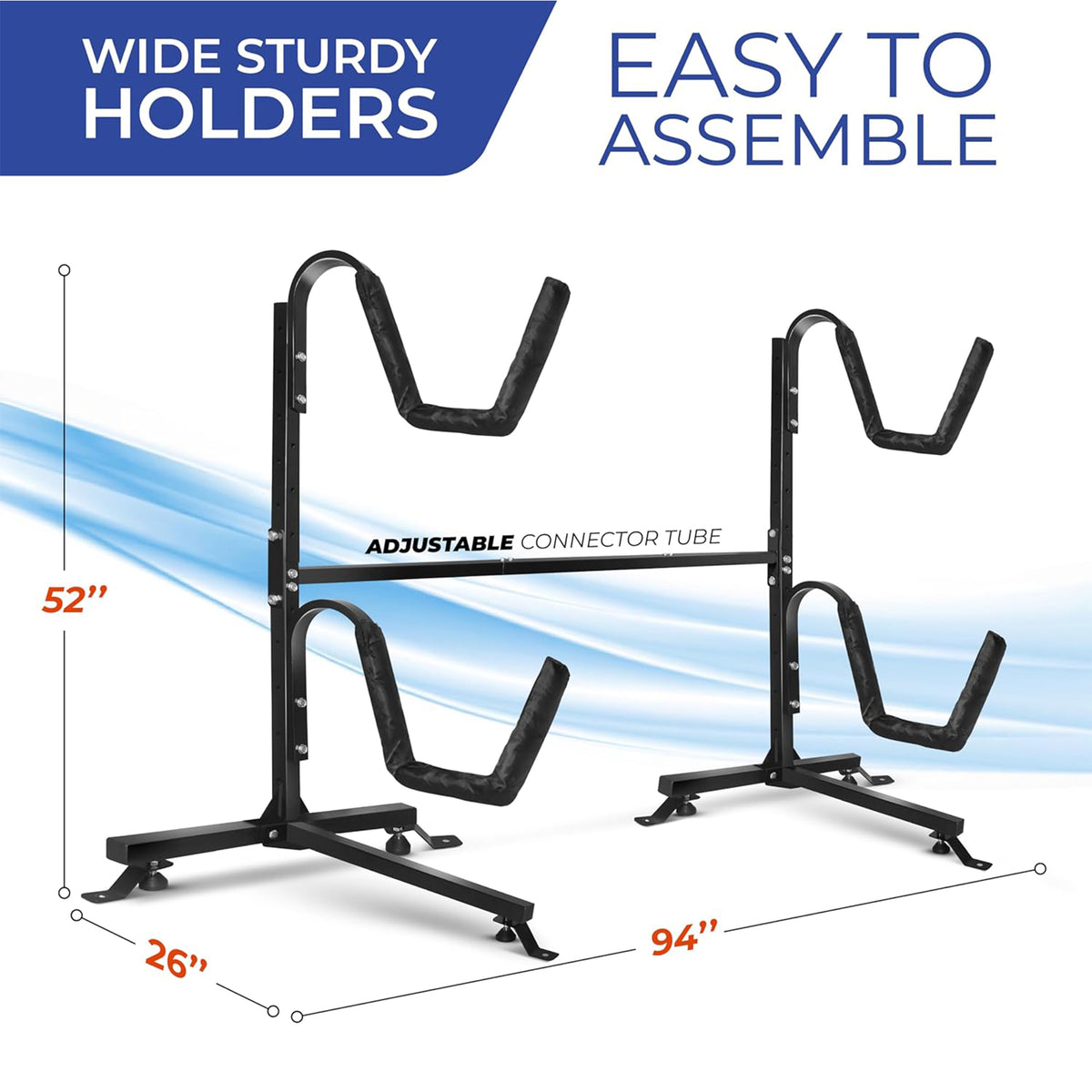 Yes4All Freestanding Double Kayak Rack, Steel Board Stand, 175 Pound Capacity (Open Box)