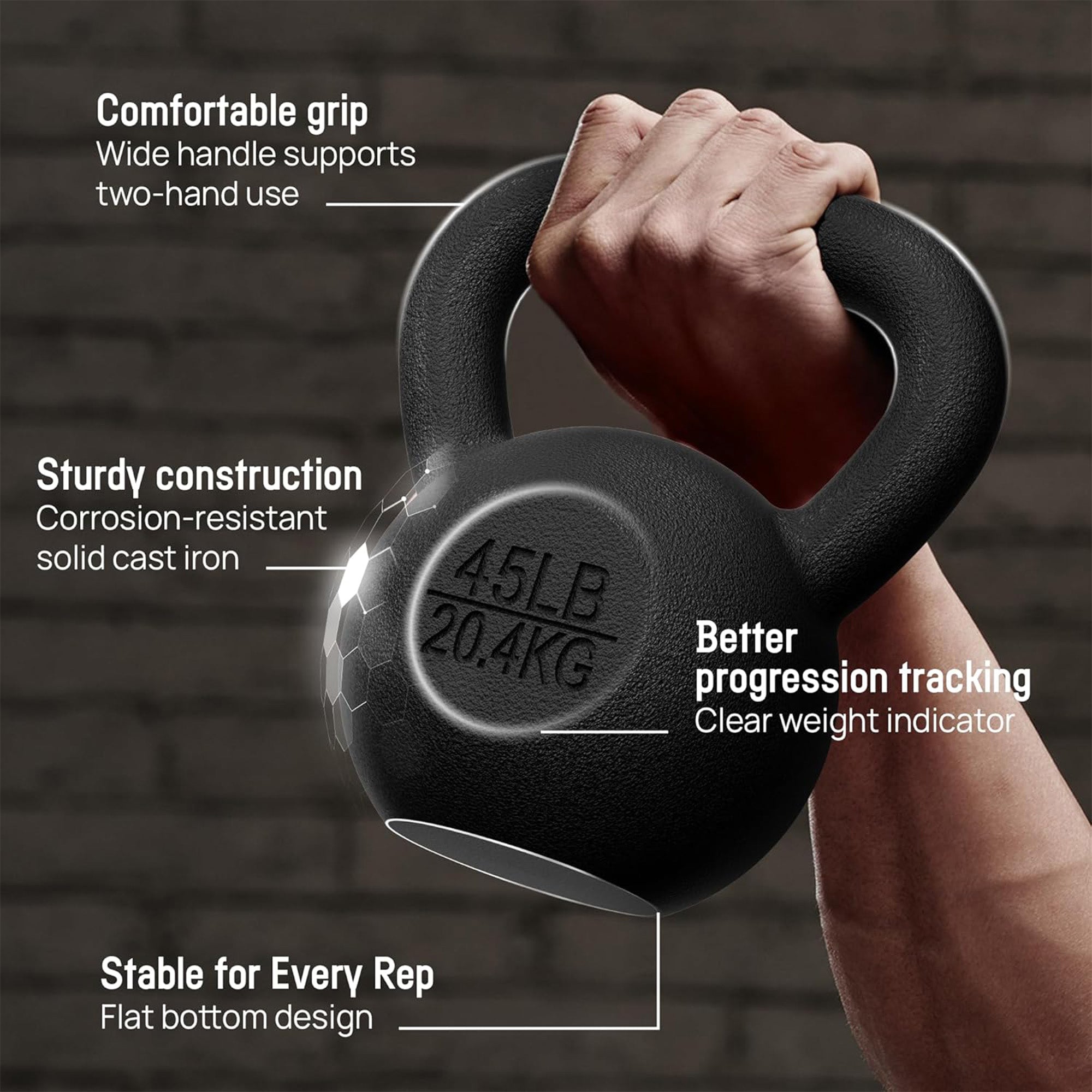 Yes4All 80lbs Kettlebell,Single Painted Cast Iron Weight for Home Gym,(Open Box) - VMInnovations
