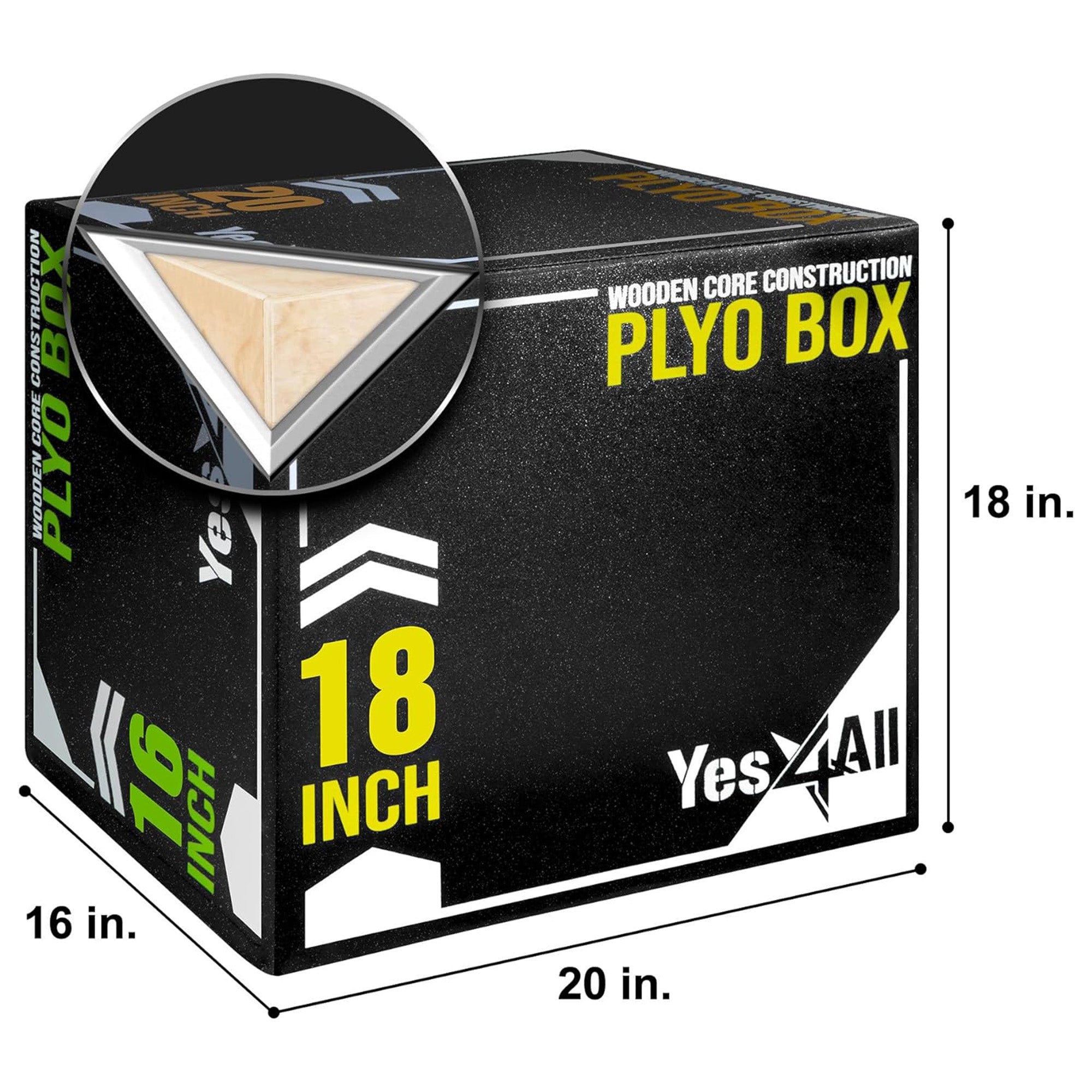 Yes4All 3-in-1 Padded Plyo Box with Wooden Core & Vinyl Cover (Open Box)