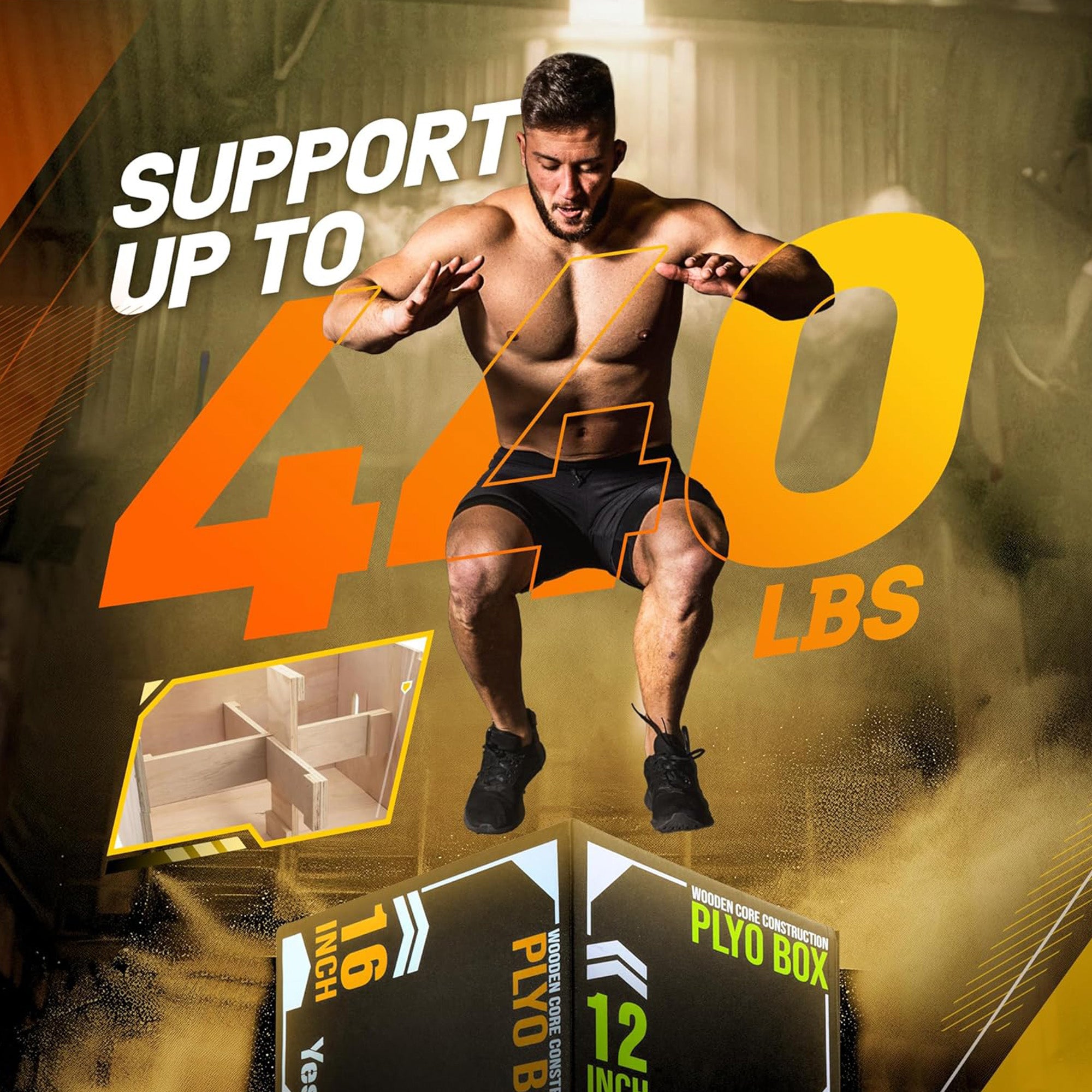 Yes4All 3-in-1 Padded Plyo Box with Wooden Core & Vinyl Cover (Open Box)