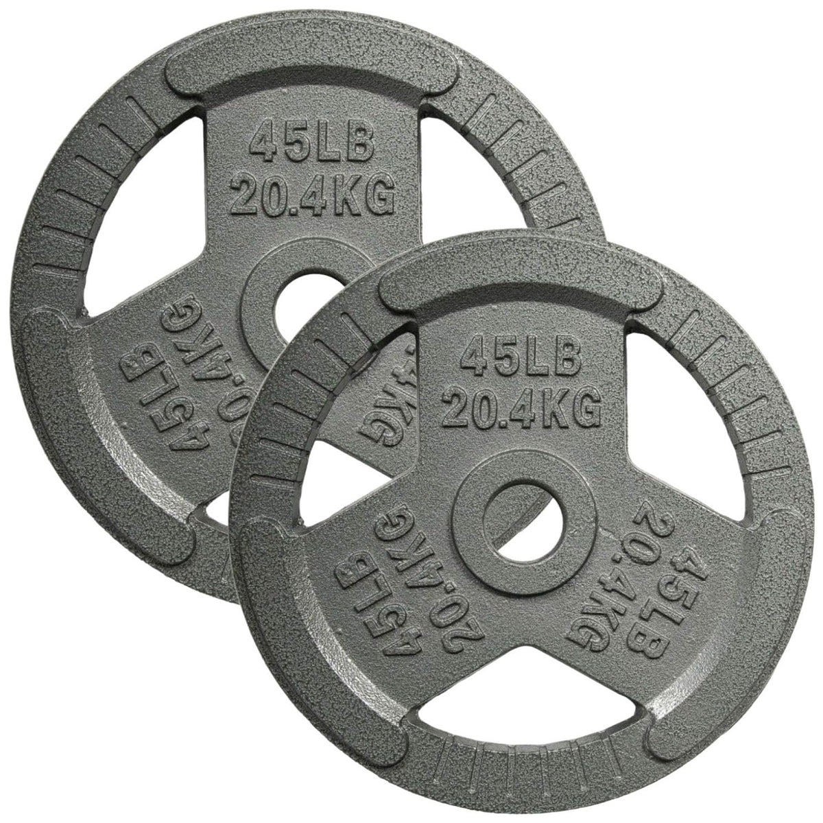 Yes4All 2 Pack Cast Iron Olympic Weight Plate with Tri-Grip Handles, (Open Box)