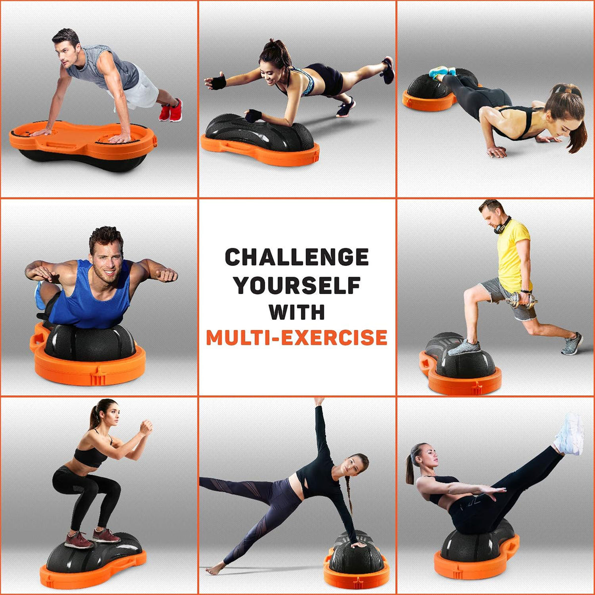 Yes4All Balance Ball, Half Peanut Exercise Workout Trainer, 1100 lb, Orange - VMInnovations