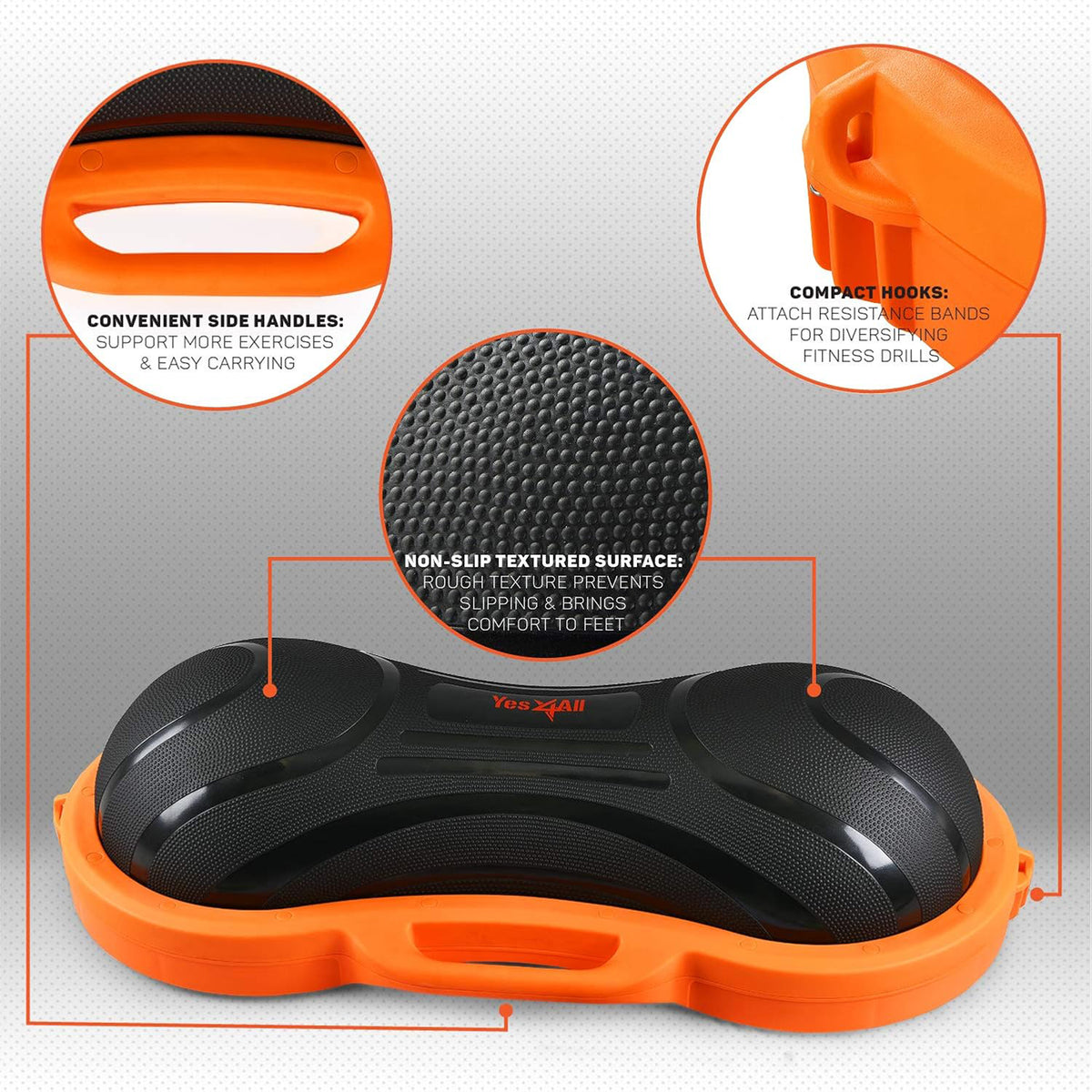 Yes4All Balance Ball, Half Peanut Exercise Workout Trainer, 1100 lb, Orange - VMInnovations